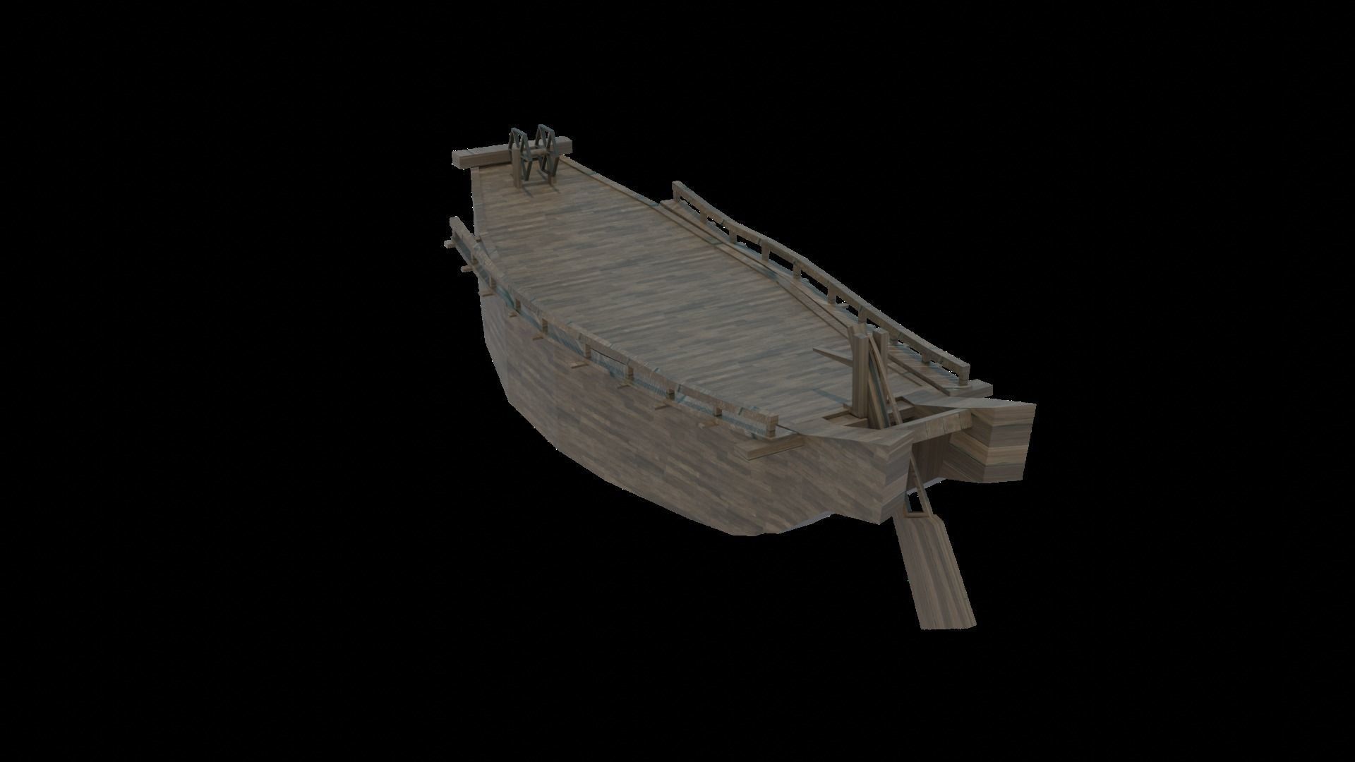 Bridge made of boats in Korea and Joseon Dynasty Low-poly 3D model_1