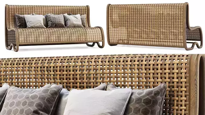 Capri wooden rattan lounge sofa CF3 