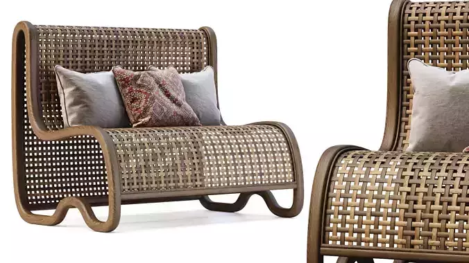 Capri wooden rattan loveseat CF3 