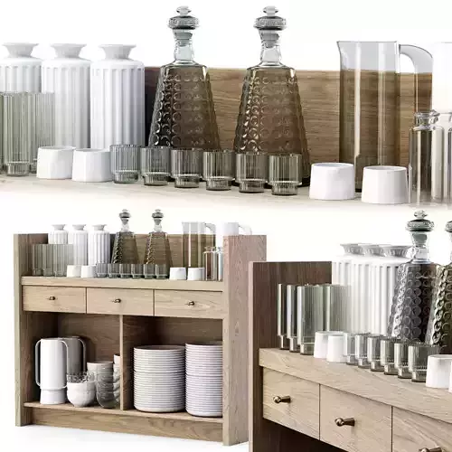 Mira restaurant cabinet with dishes V4  3D model