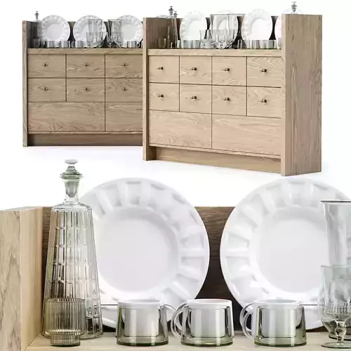 Mira restaurant cabinet with dishes V3 