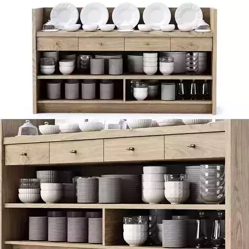 Mira restaurant cabinet with dishes V2 
