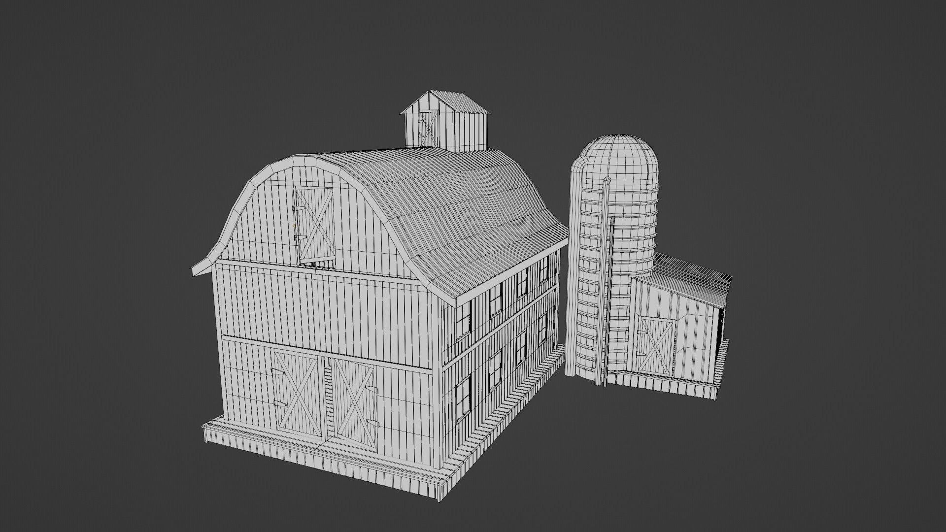 western style farm house red barn with 4k pbr textures Low-poly 3D model_13