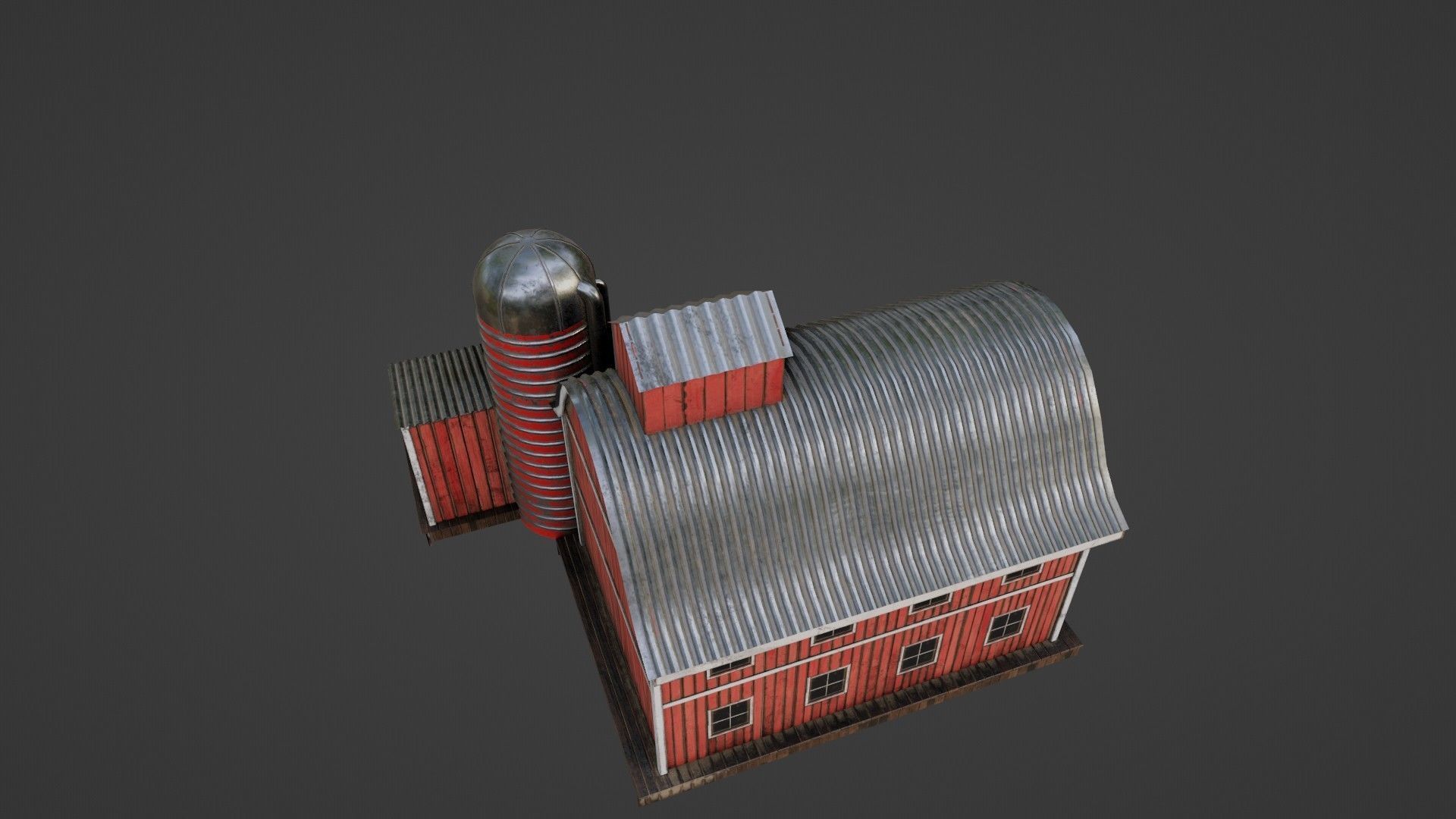 western style farm house red barn with 4k pbr textures Low-poly 3D model_2