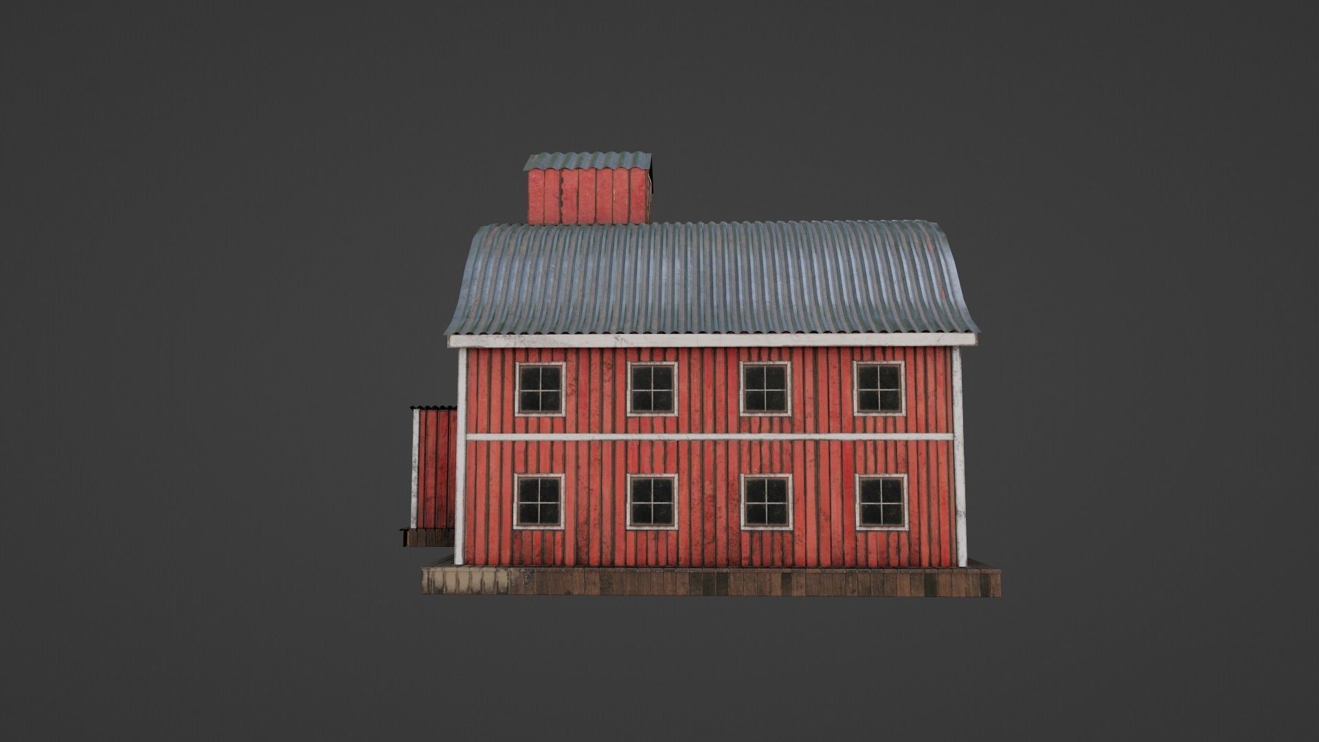 western style farm house red barn with 4k pbr textures Low-poly 3D model_8