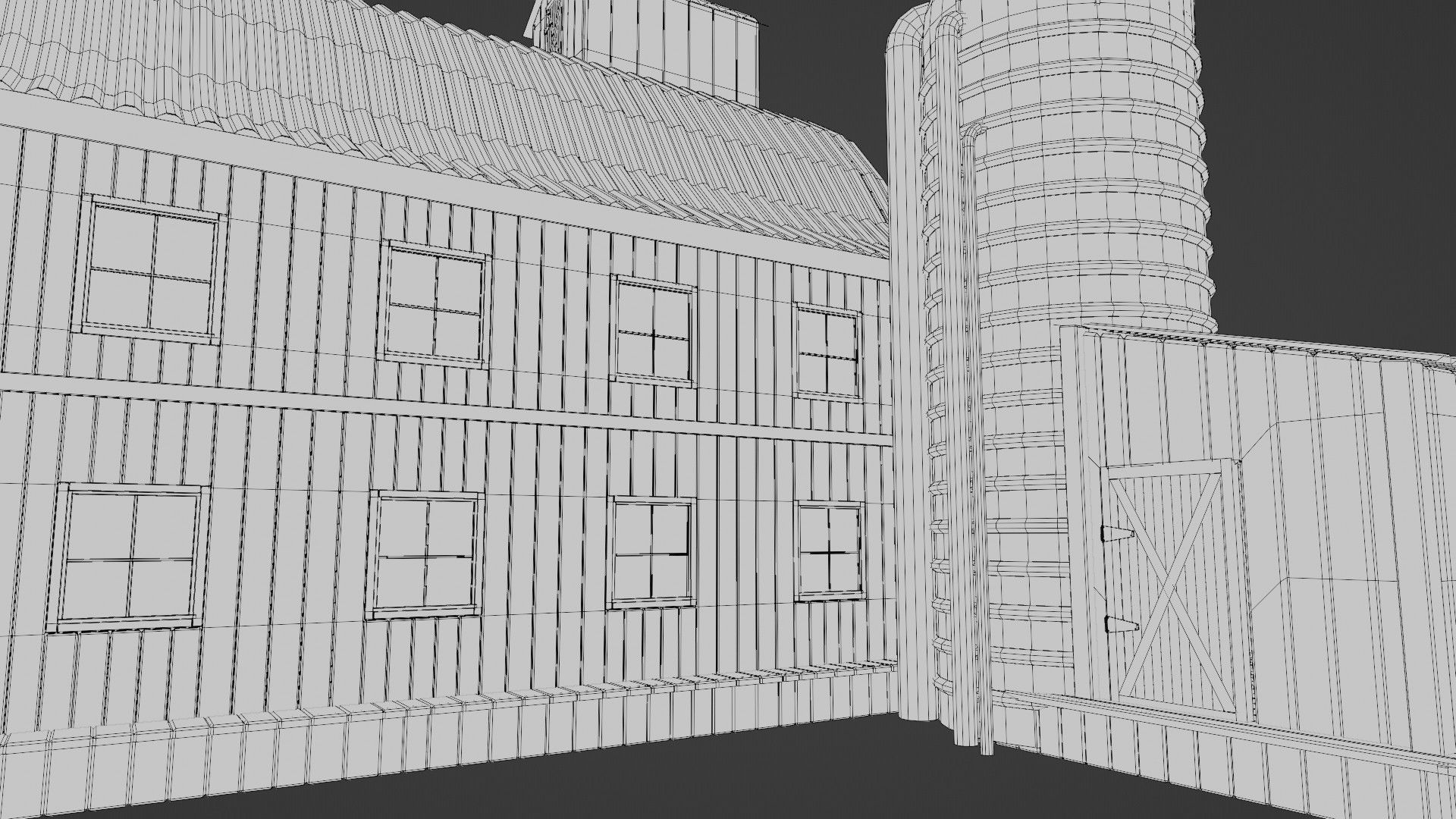 western style farm house red barn with 4k pbr textures Low-poly 3D model_14