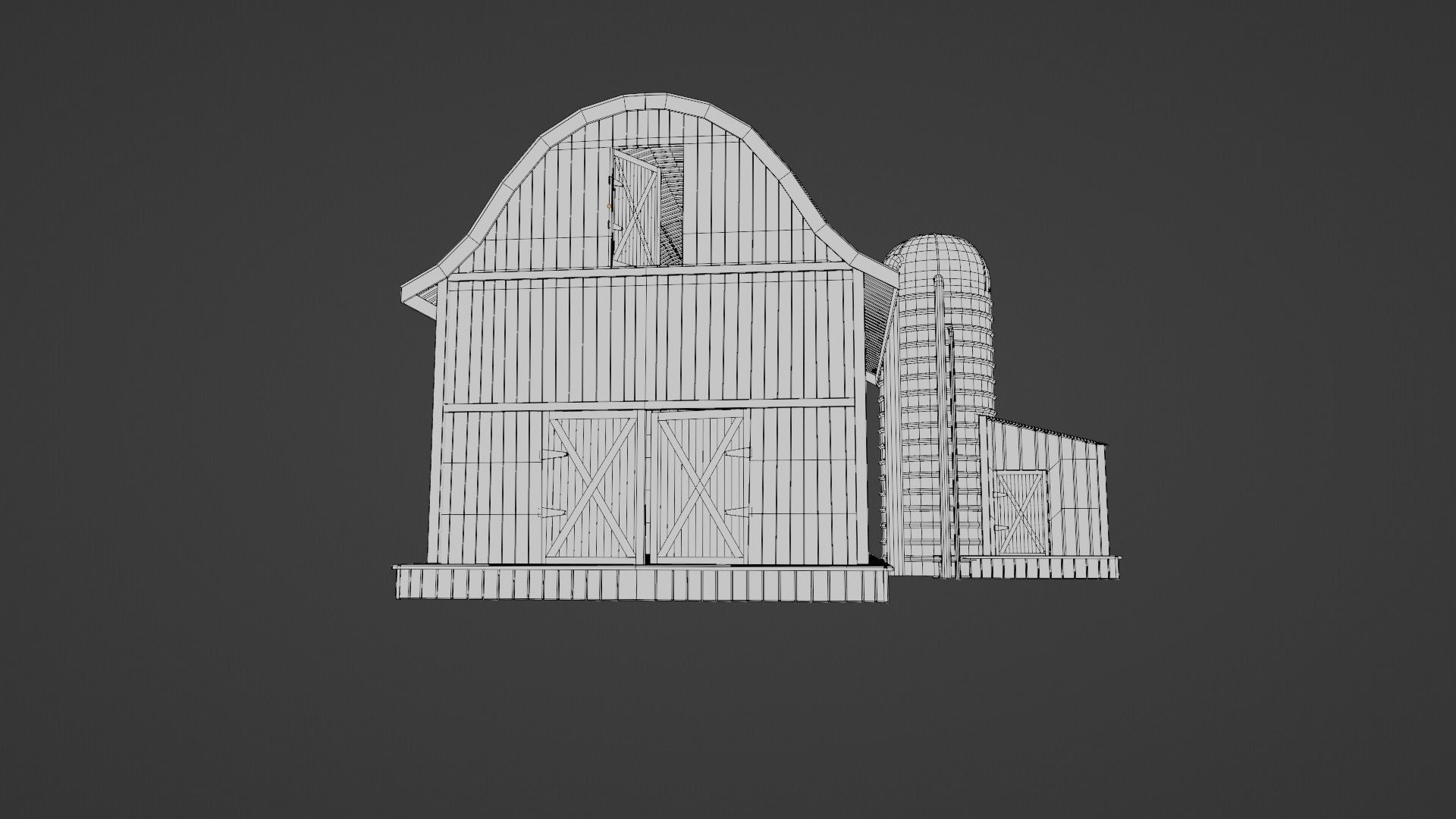 western style farm house red barn with 4k pbr textures Low-poly 3D model_15