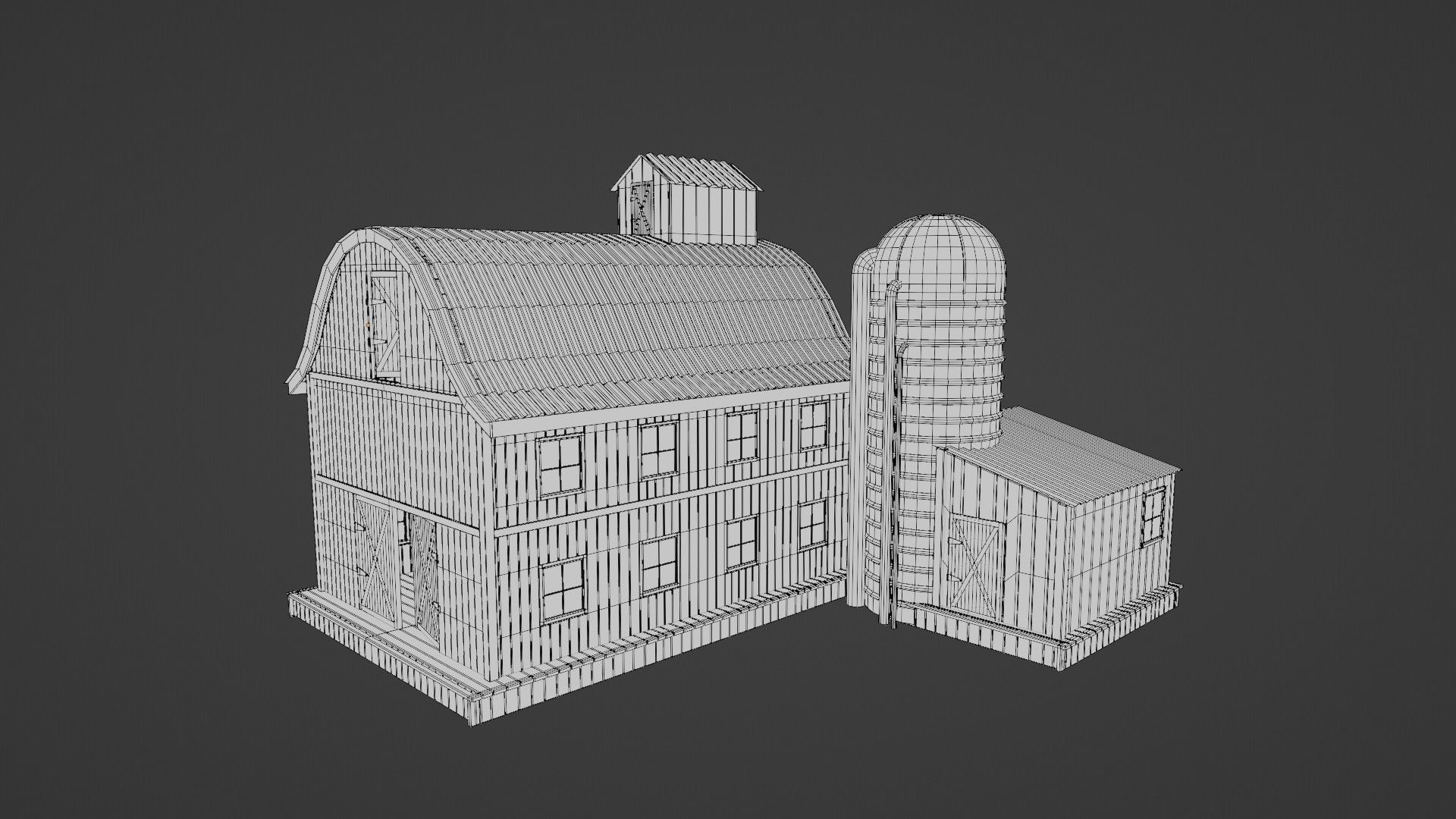 western style farm house red barn with 4k pbr textures Low-poly 3D model_12