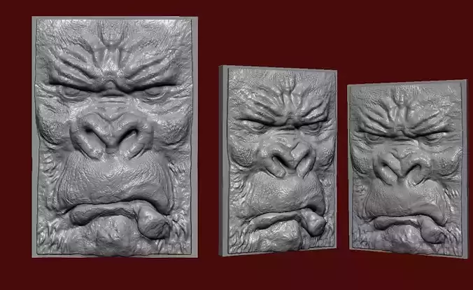 Gorilla 3D relief sculpture