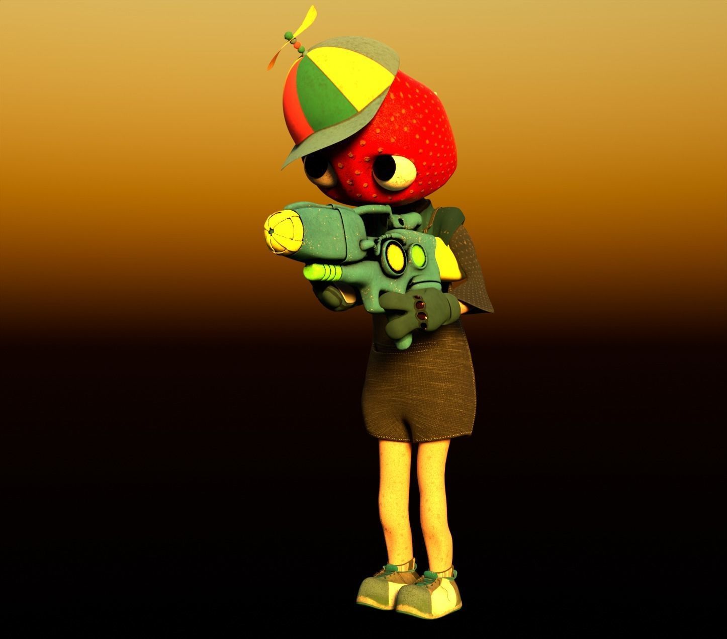 Strawberry Kid Low-poly 3D model_1