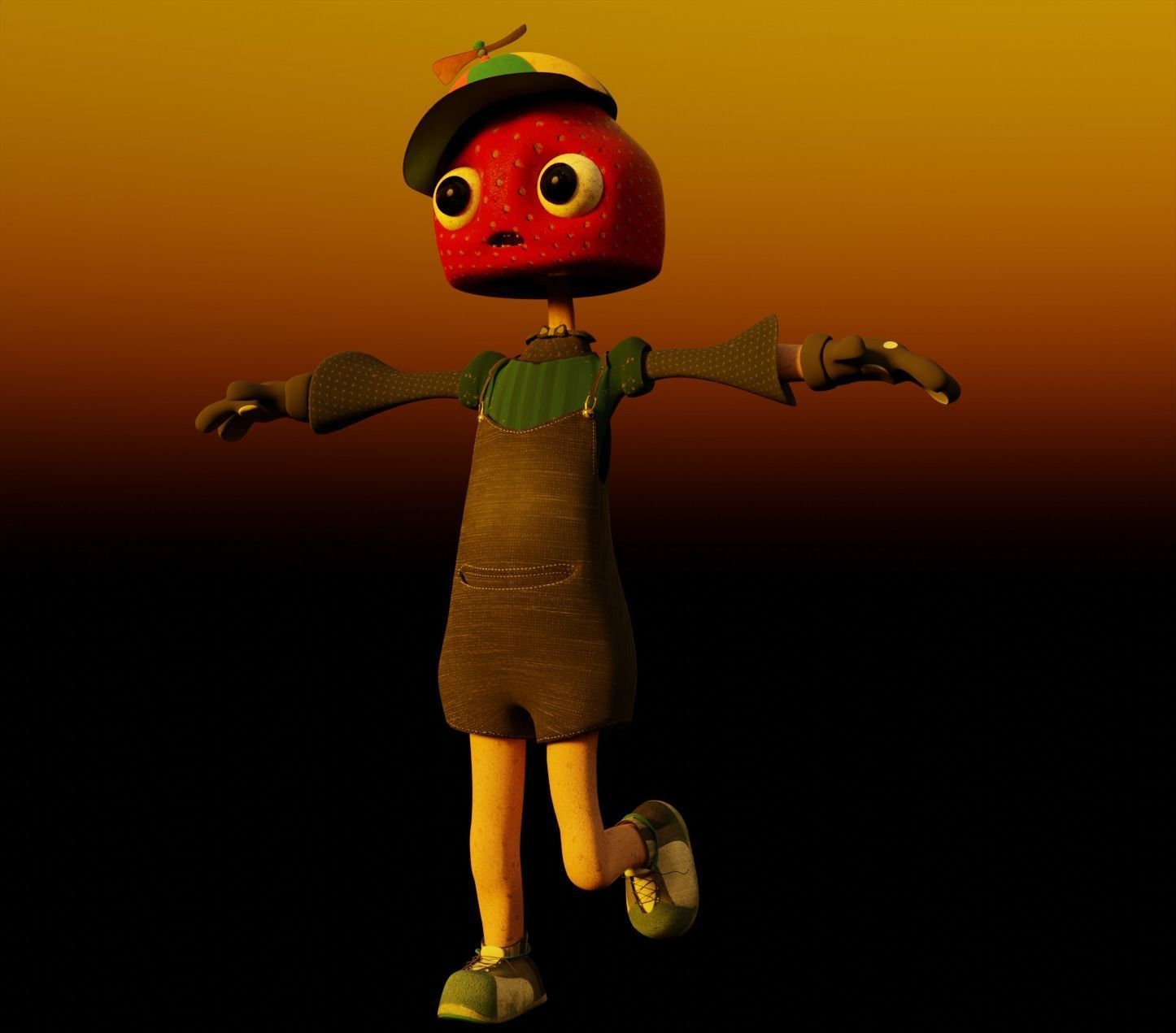 Strawberry Kid Low-poly 3D model_6