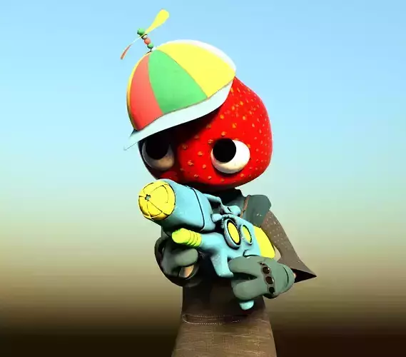 Strawberry Kid Low-poly 3D model