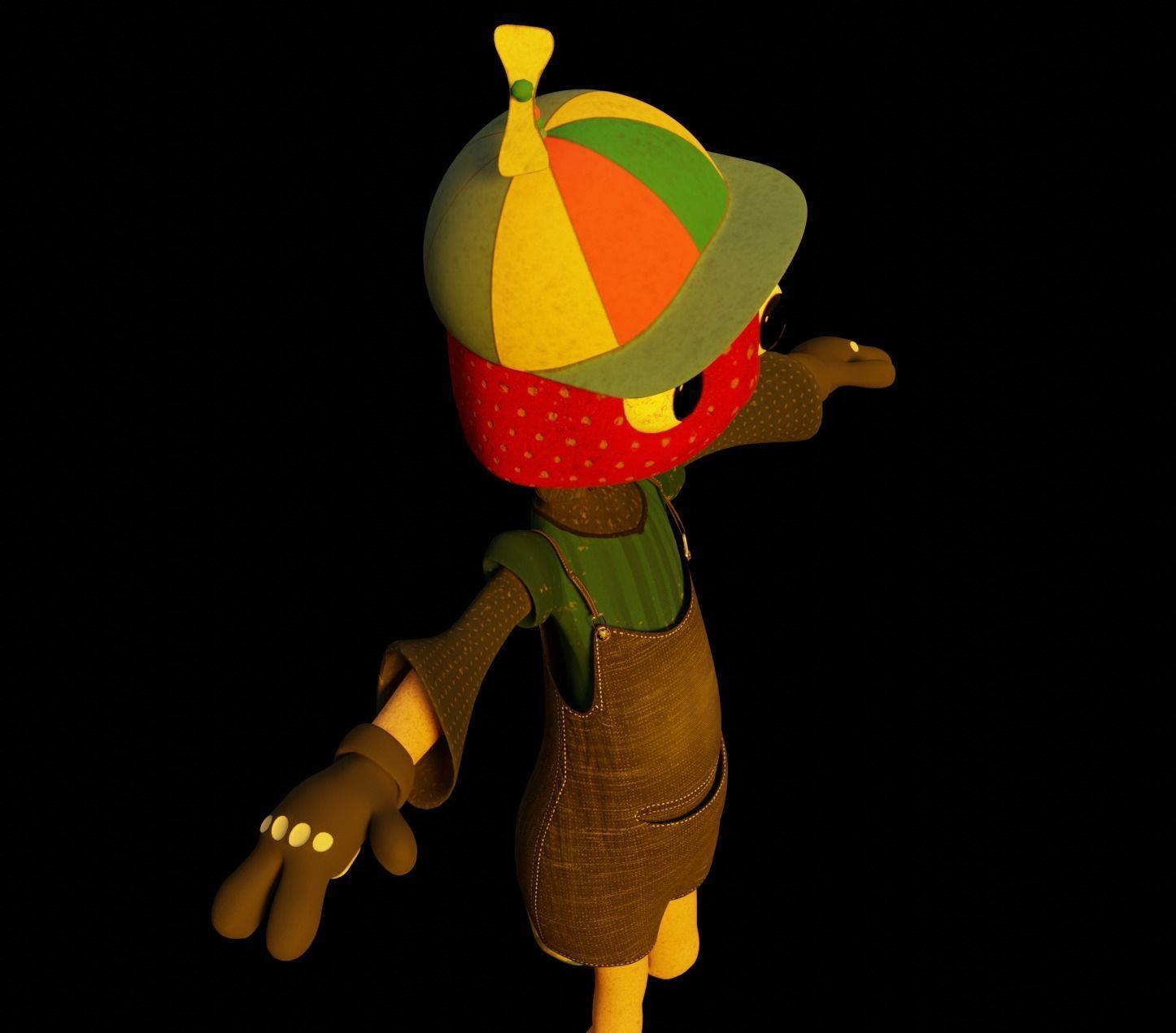 Strawberry Kid Low-poly 3D model_7