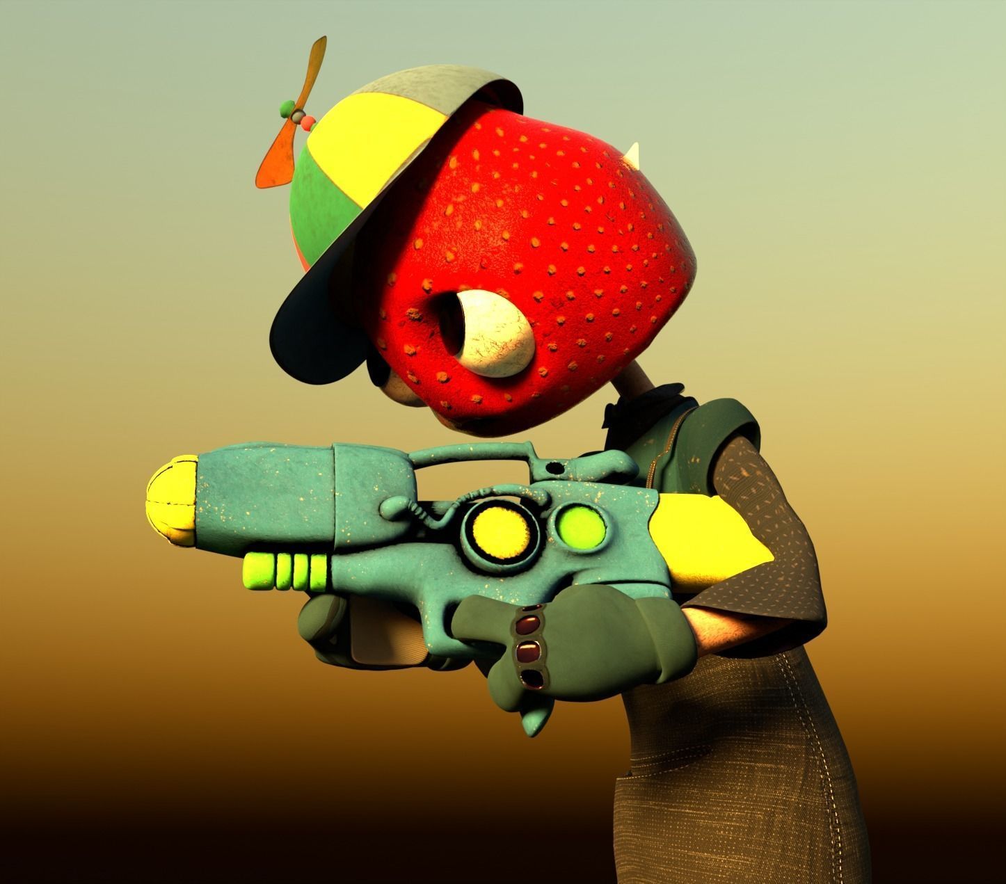 Strawberry Kid Low-poly 3D model_2
