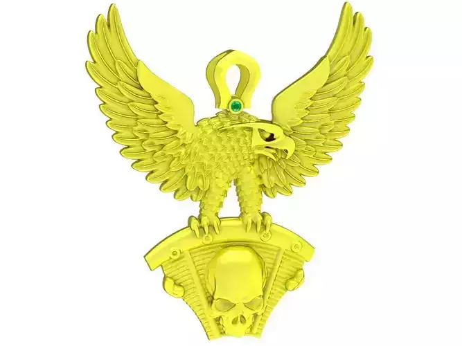 A4564 Luxury USA Eagle Skull Pendant