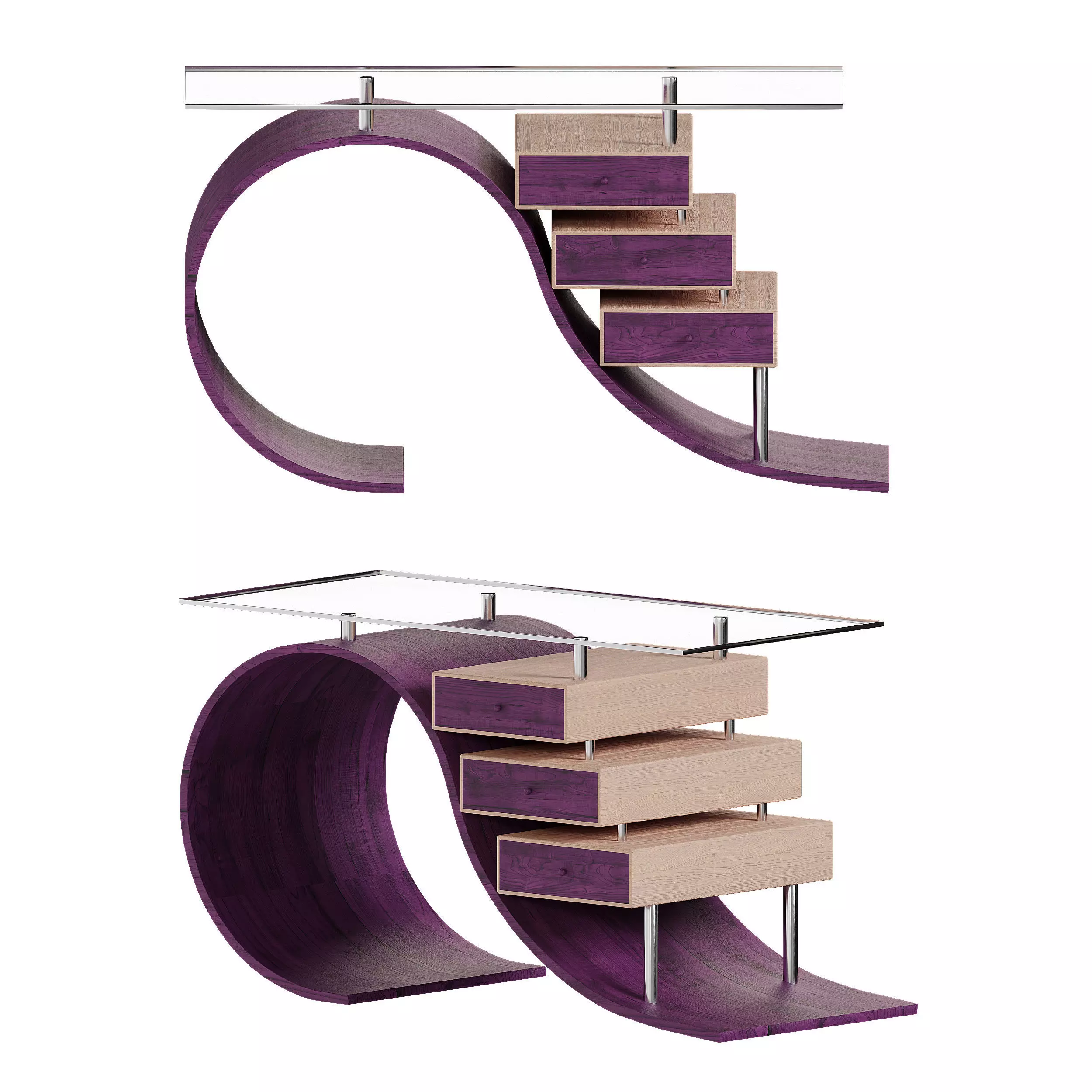 Designer curved table 3D model_0