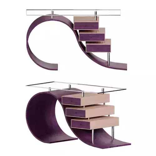 Designer curved table 3D model