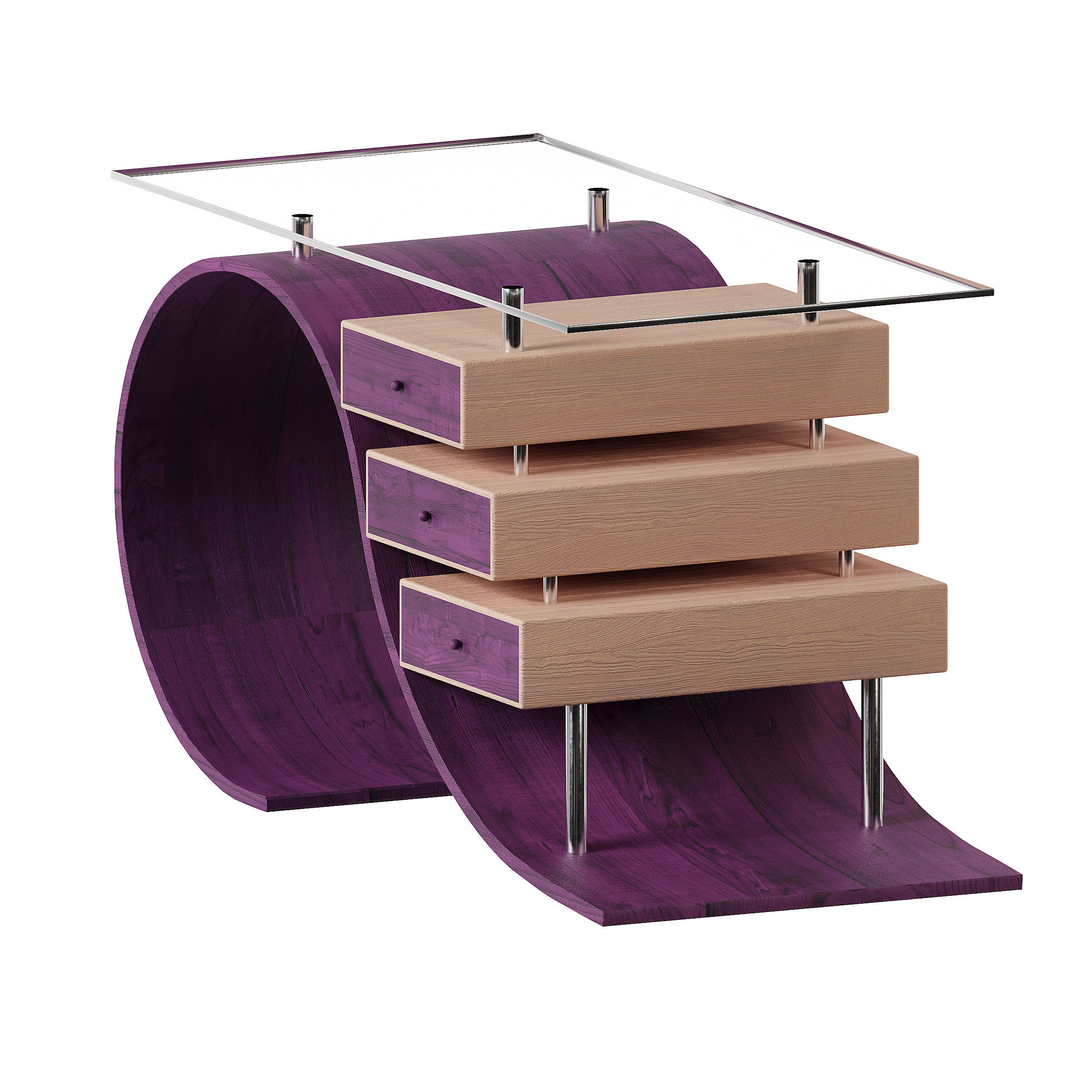 Designer curved table 3D model_1