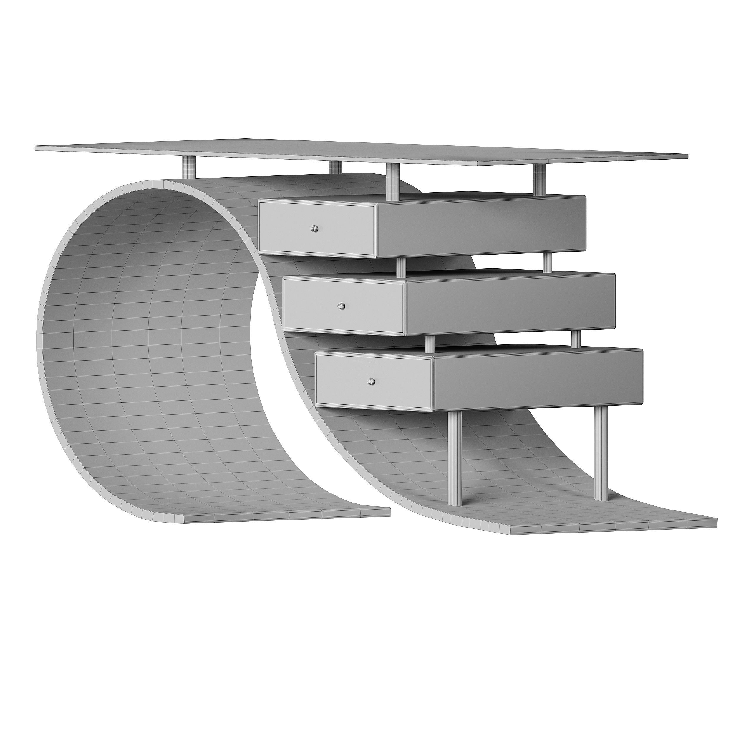 Designer curved table 3D model_3