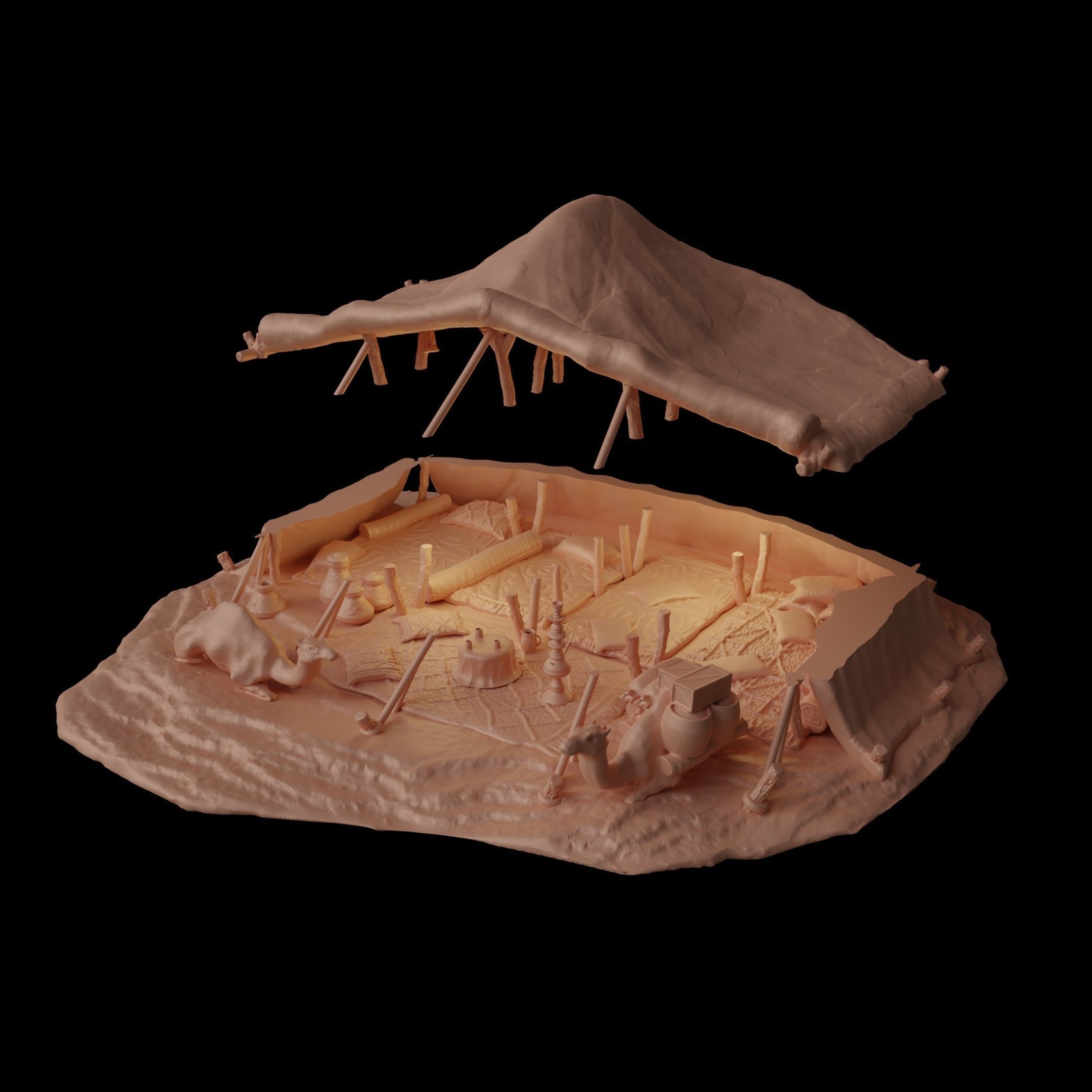 Desert Campsite Tabletop Terrain 28 MM 3D print model_6