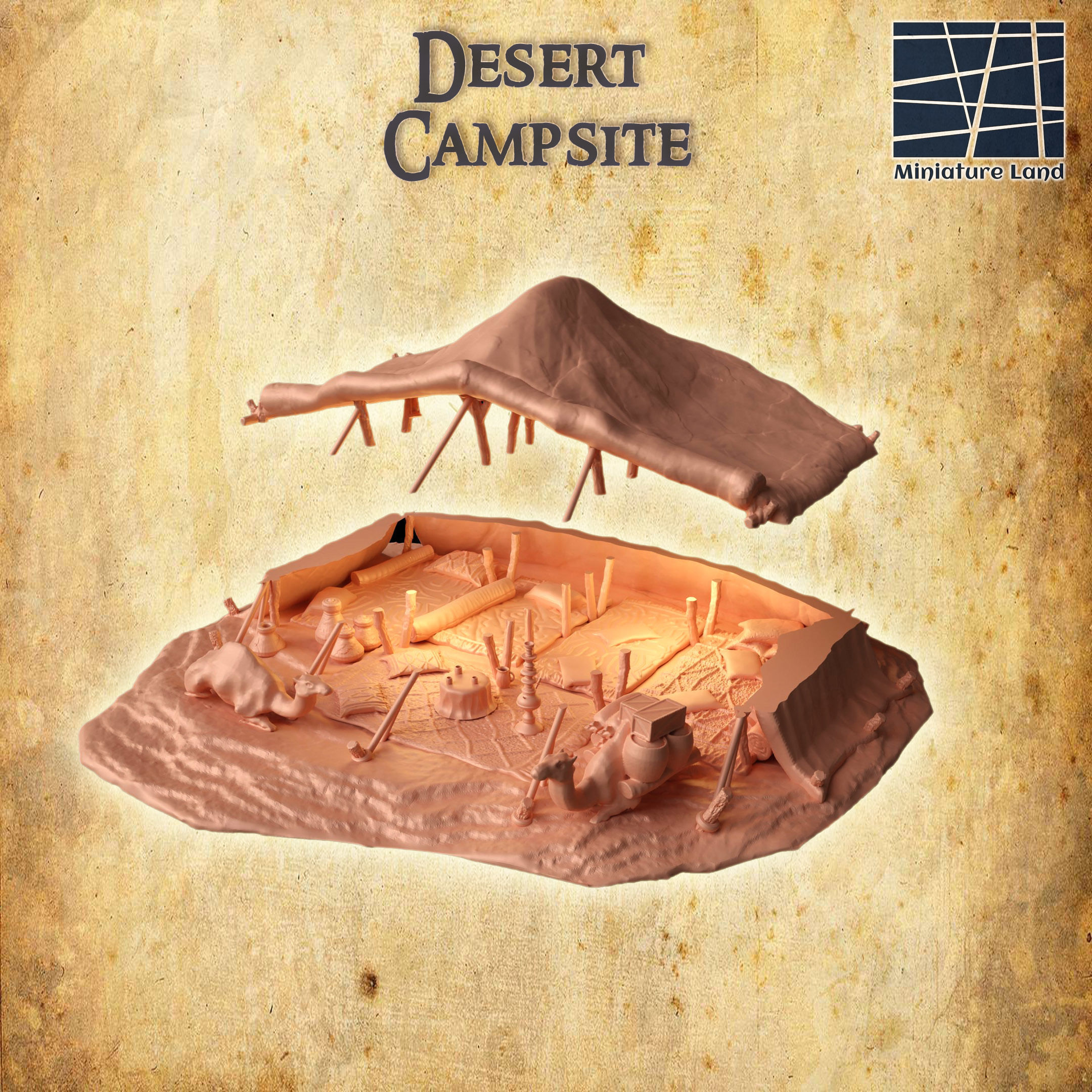 Desert Campsite Tabletop Terrain 28 MM 3D print model_7
