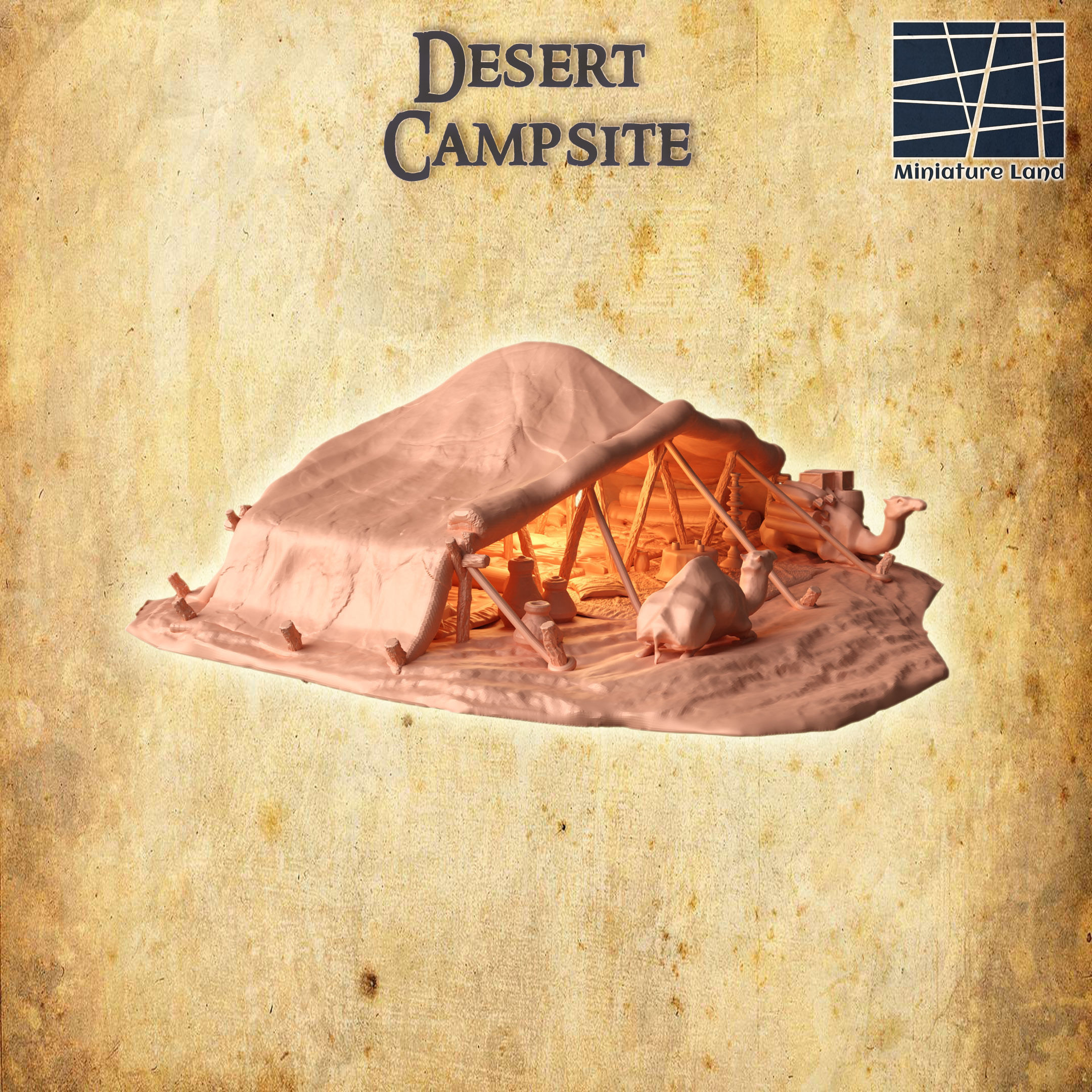 Desert Campsite Tabletop Terrain 28 MM 3D print model_1