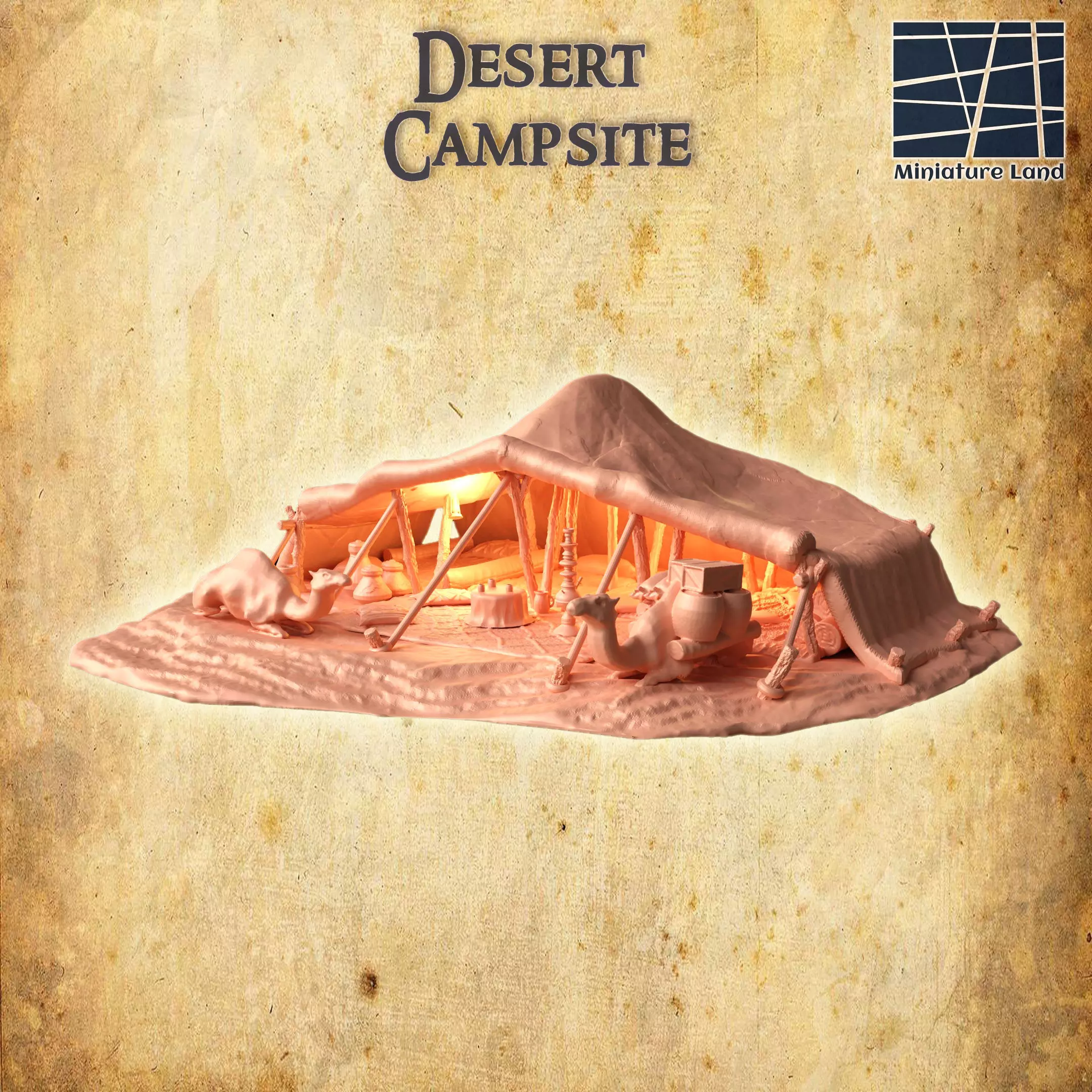Desert Campsite Tabletop Terrain 28 MM 3D print model_0