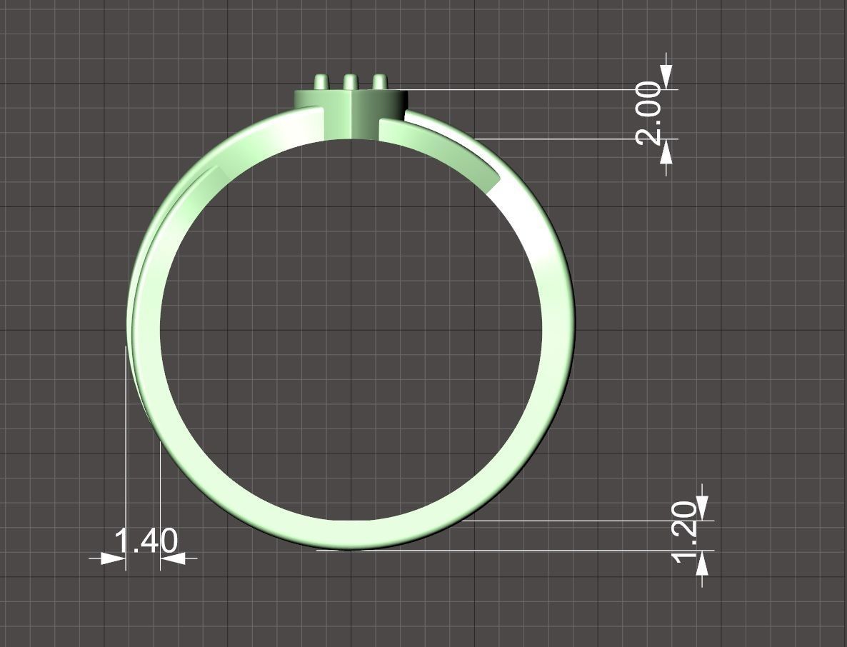 Heart ring with diamond 3D print model_6