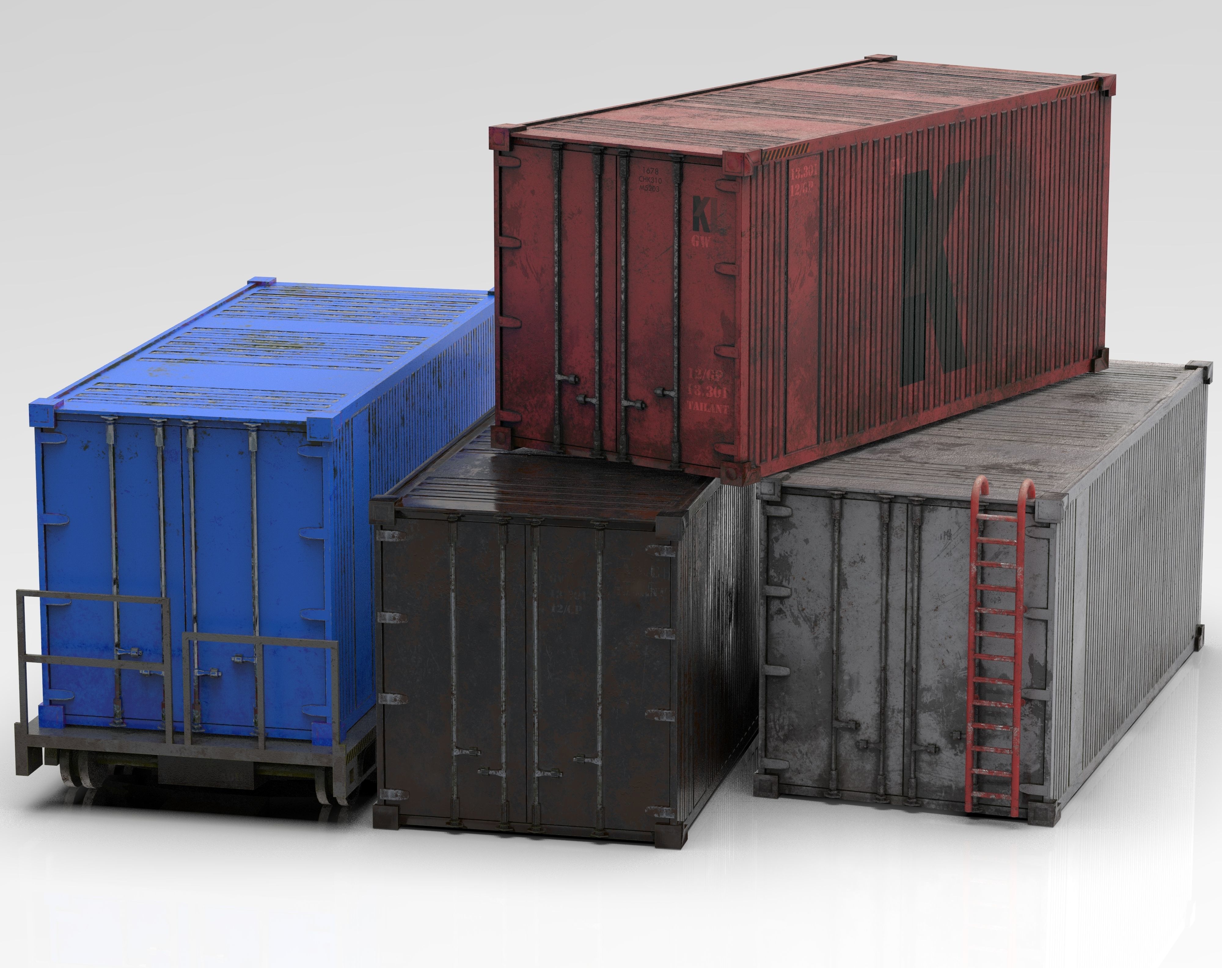WellCar Container Stair  Low-poly 3D model_2