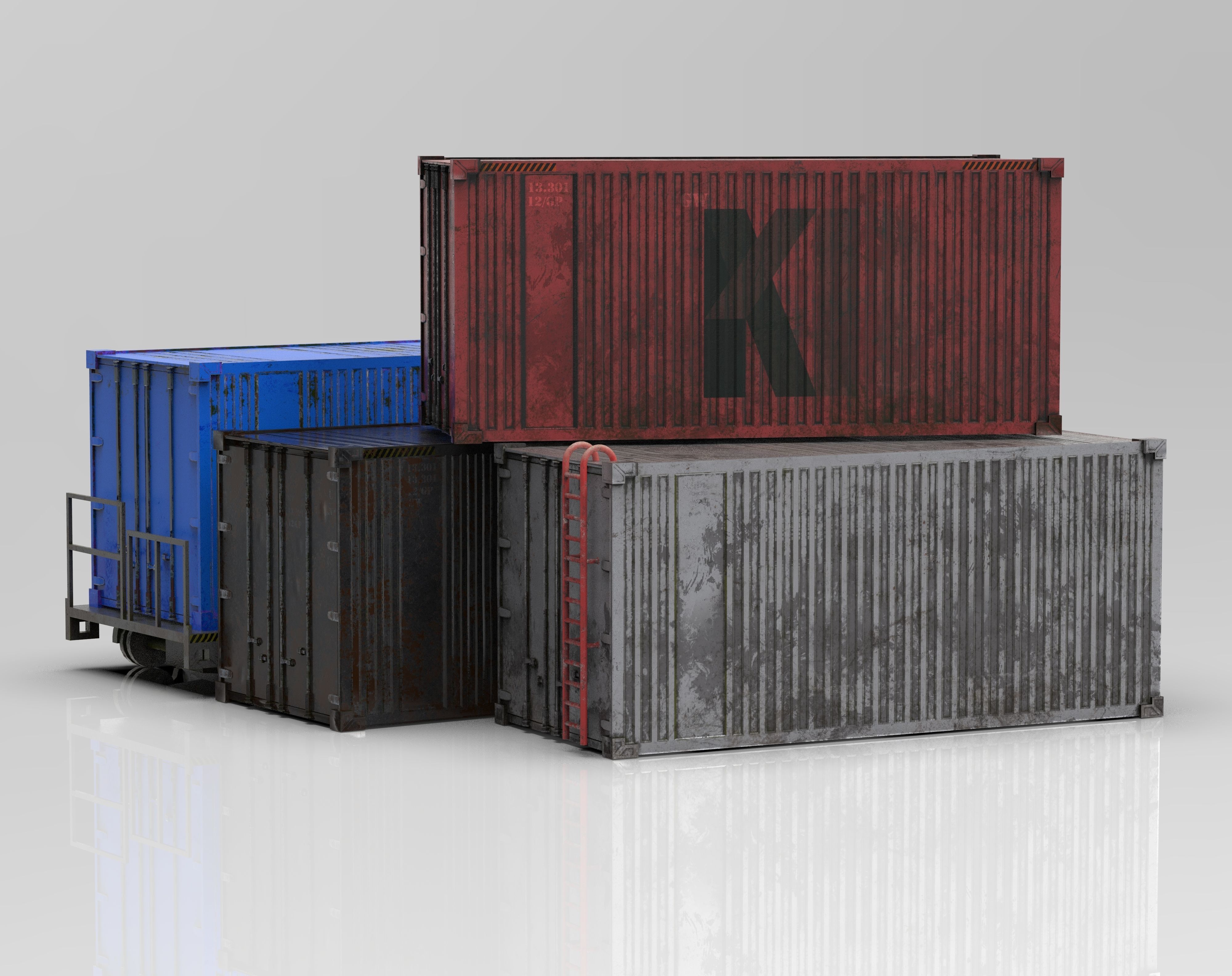 WellCar Container Stair  Low-poly 3D model_6