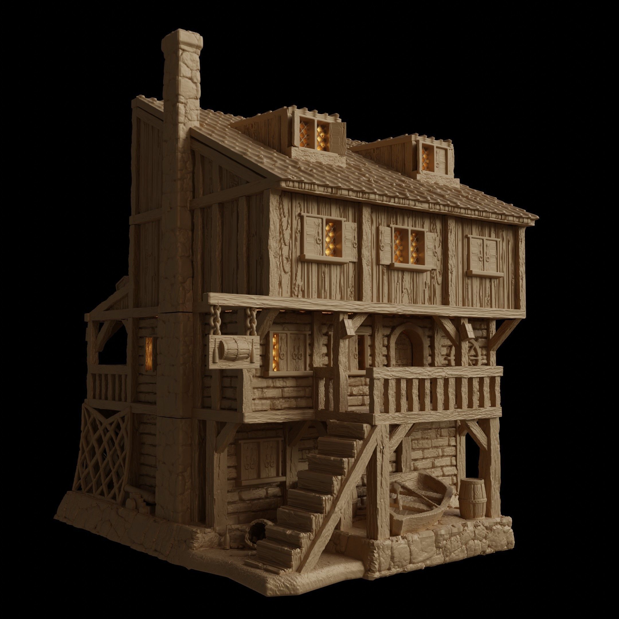 Port Tavern Tabletop Terrain 28 MM 3D print model_6