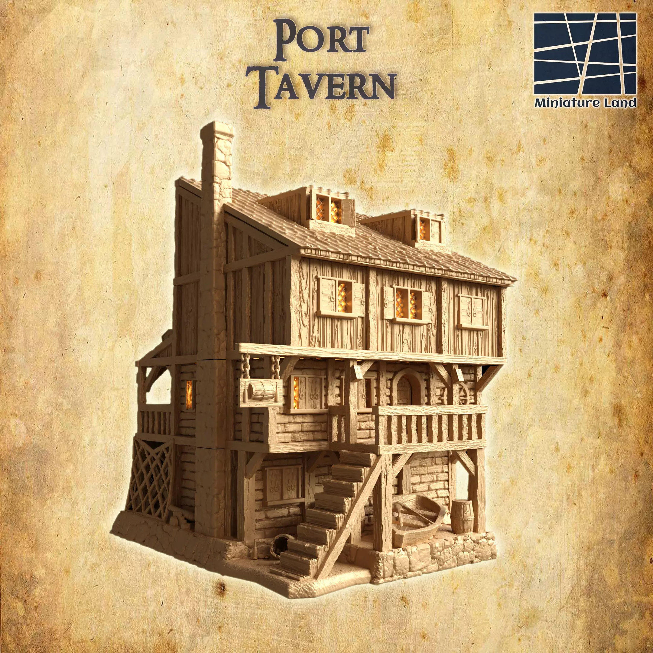 Port Tavern Tabletop Terrain 28 MM 3D print model_0