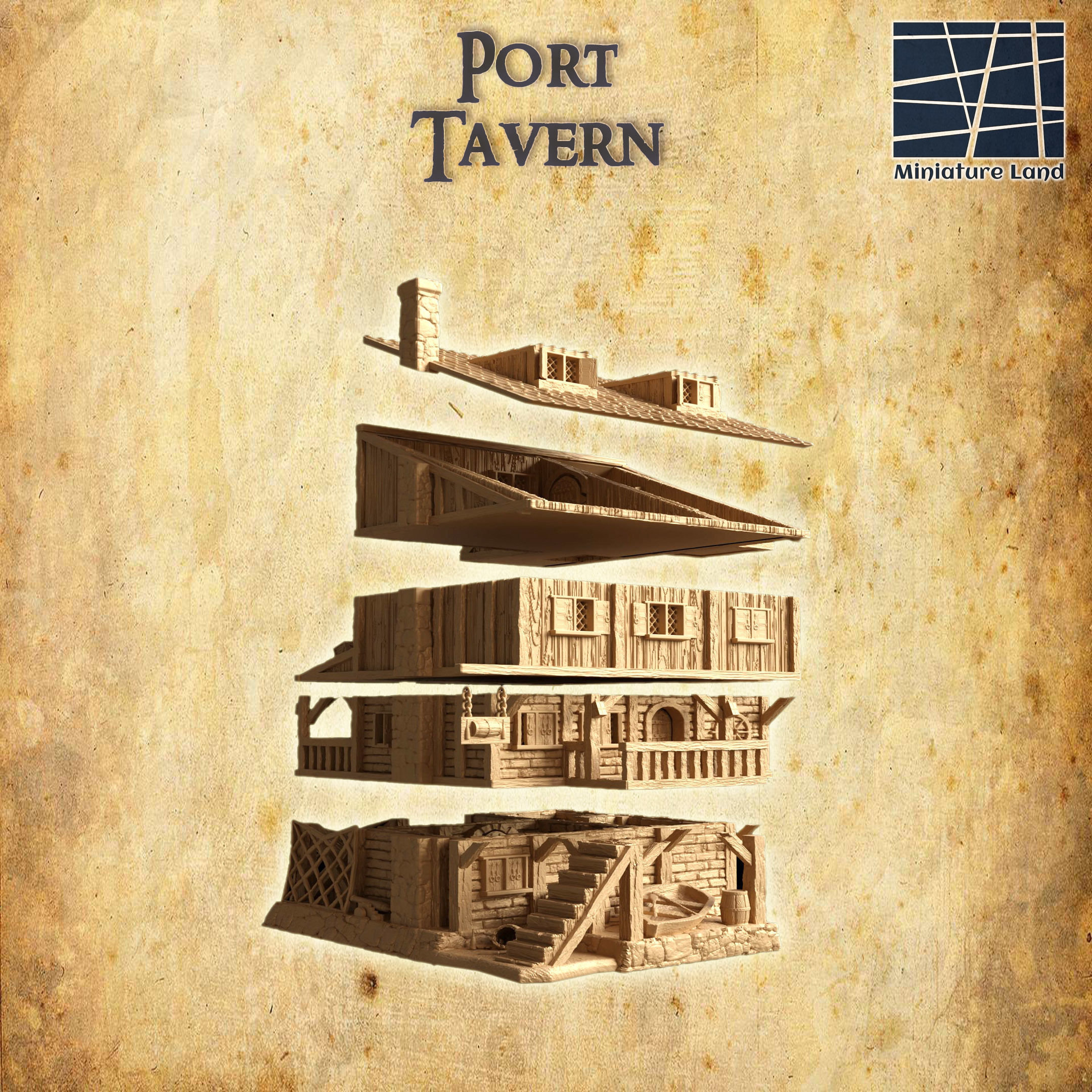 Port Tavern Tabletop Terrain 28 MM 3D print model_4