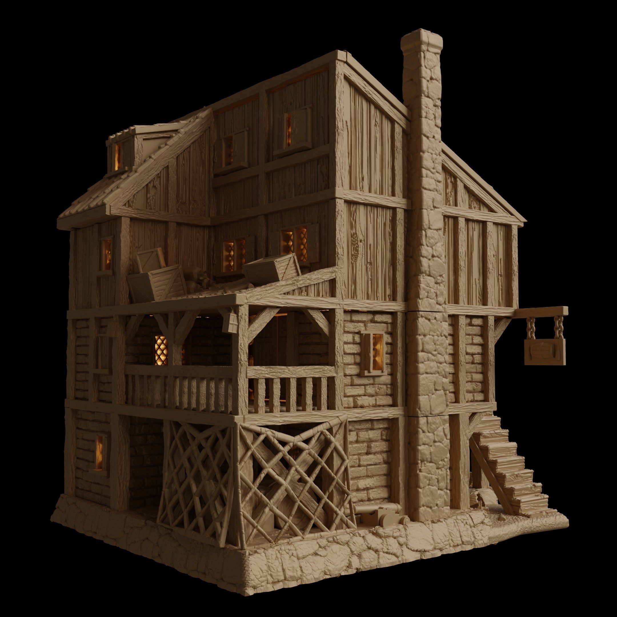 Port Tavern Tabletop Terrain 28 MM 3D print model_8