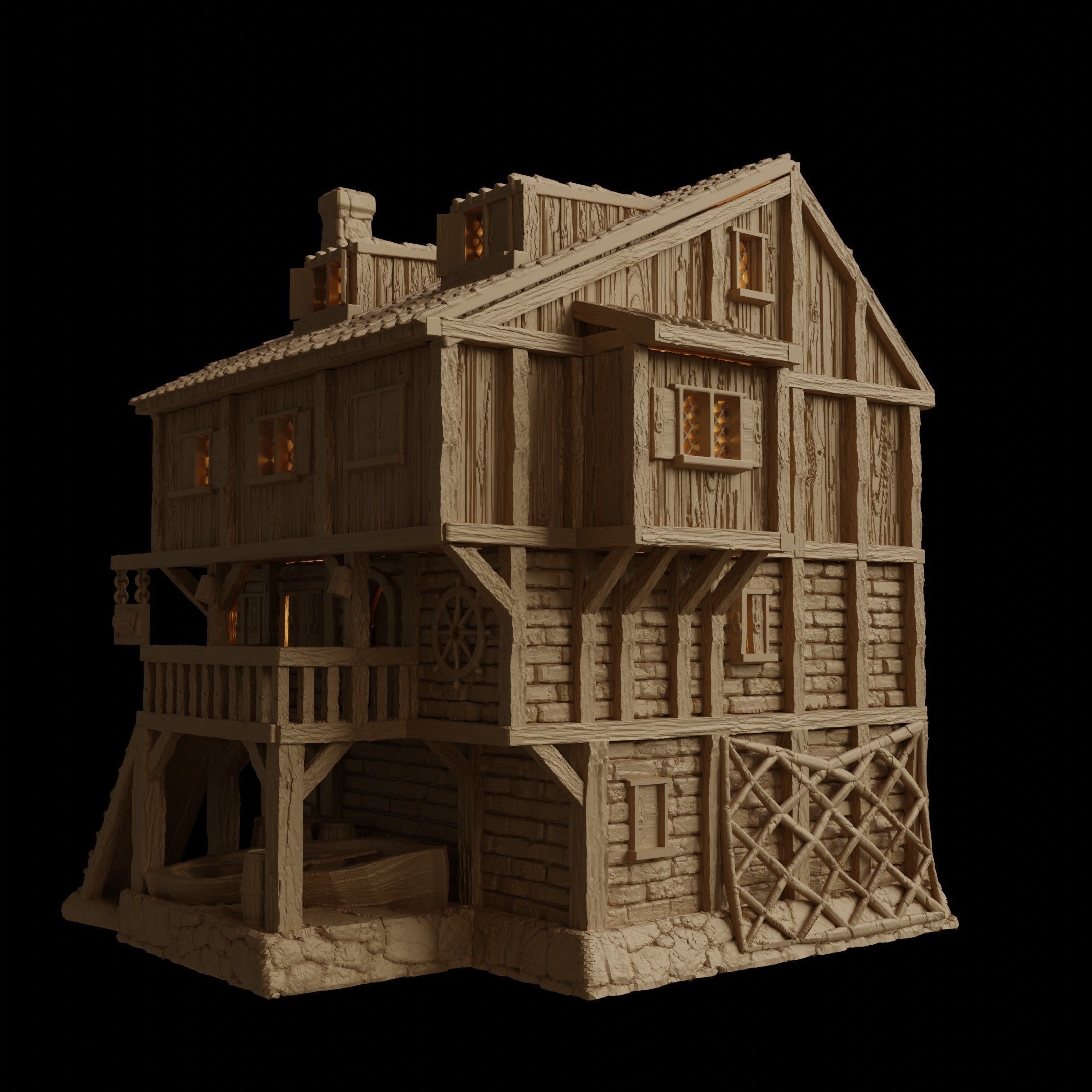 Port Tavern Tabletop Terrain 28 MM 3D print model_10