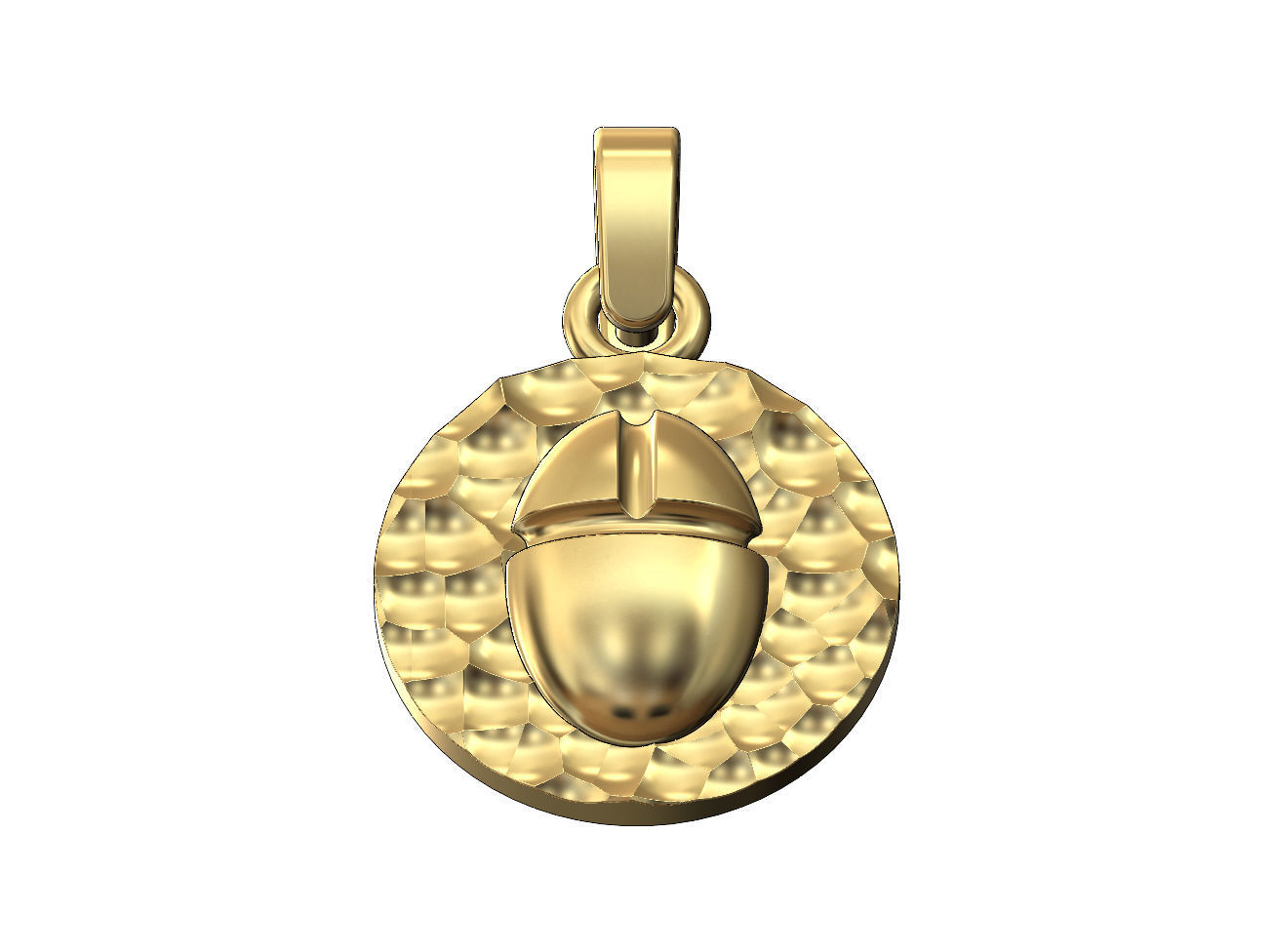 Hammered scarab beelte pendant with bail 3D print model_3