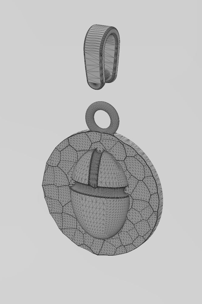 Hammered scarab beelte pendant with bail 3D print model_12