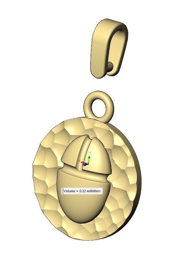 Hammered scarab beelte pendant with bail 3D print model_11