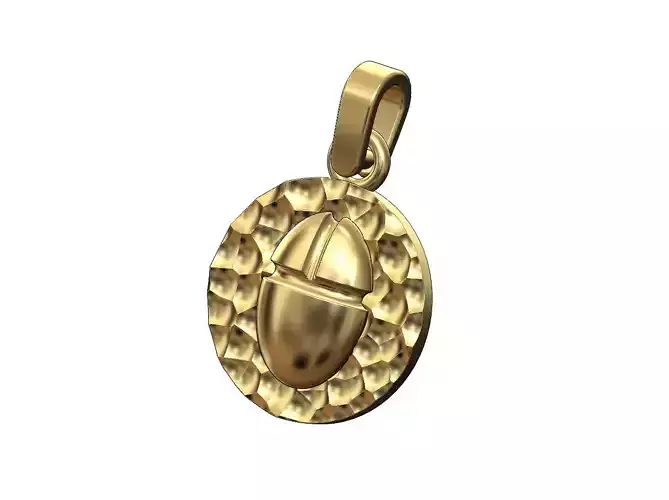Hammered scarab beelte pendant with bail