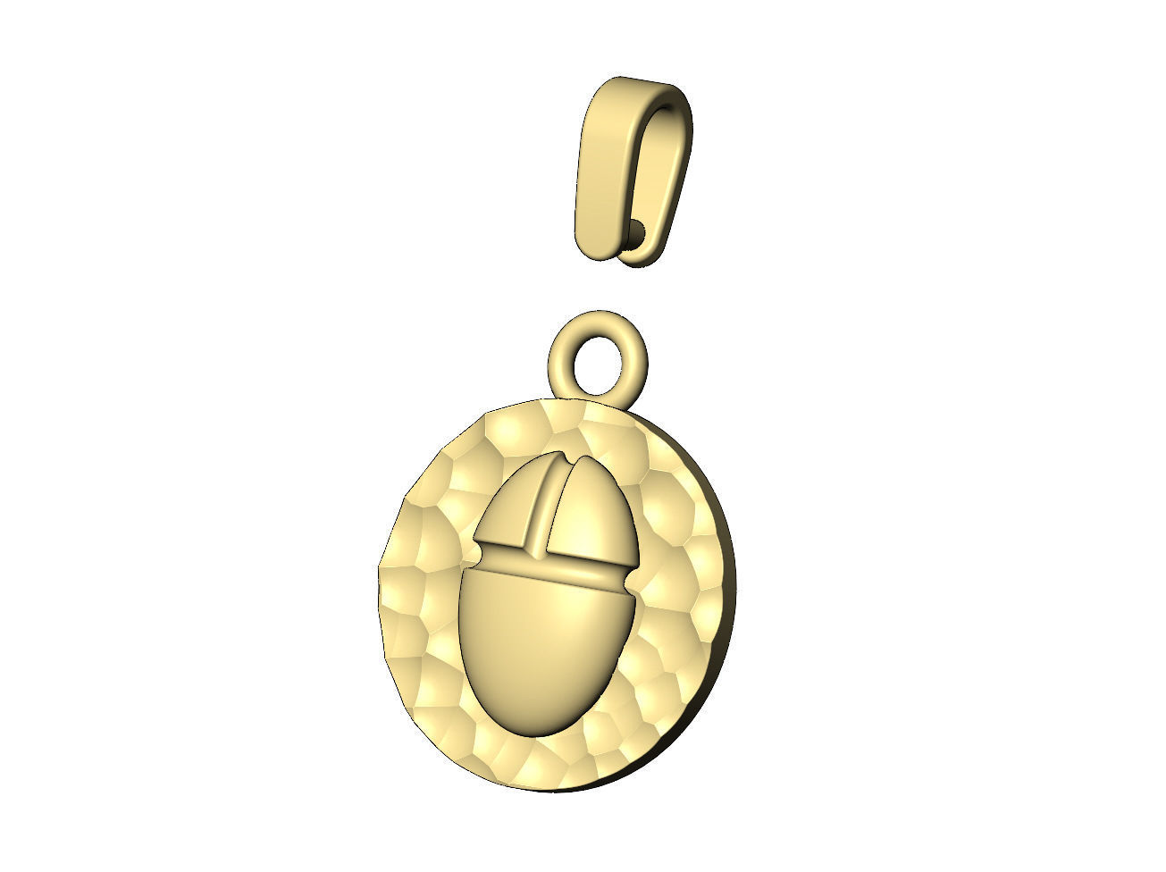 Hammered scarab beelte pendant with bail 3D print model_5