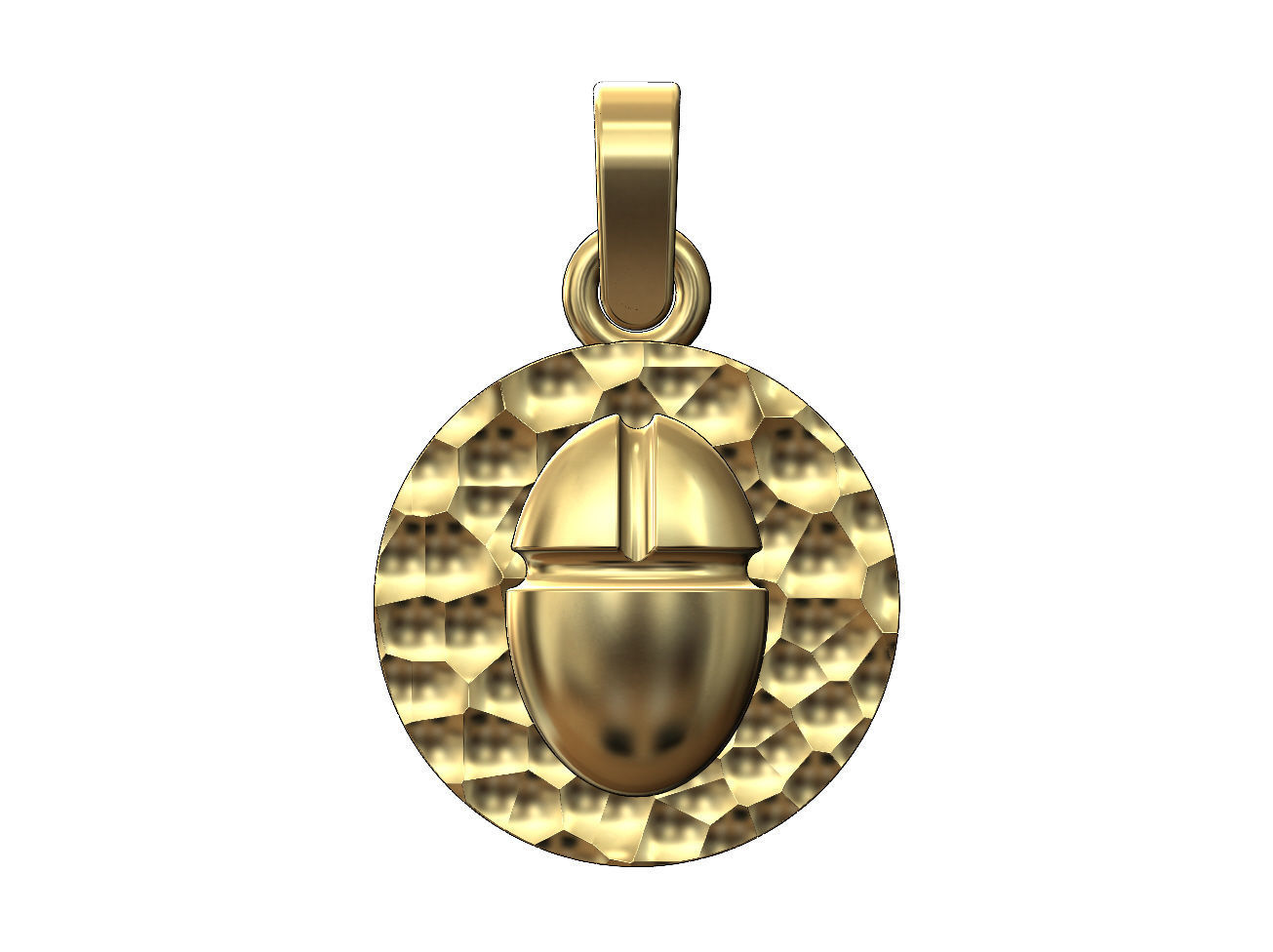 Hammered scarab beelte pendant with bail 3D print model_1