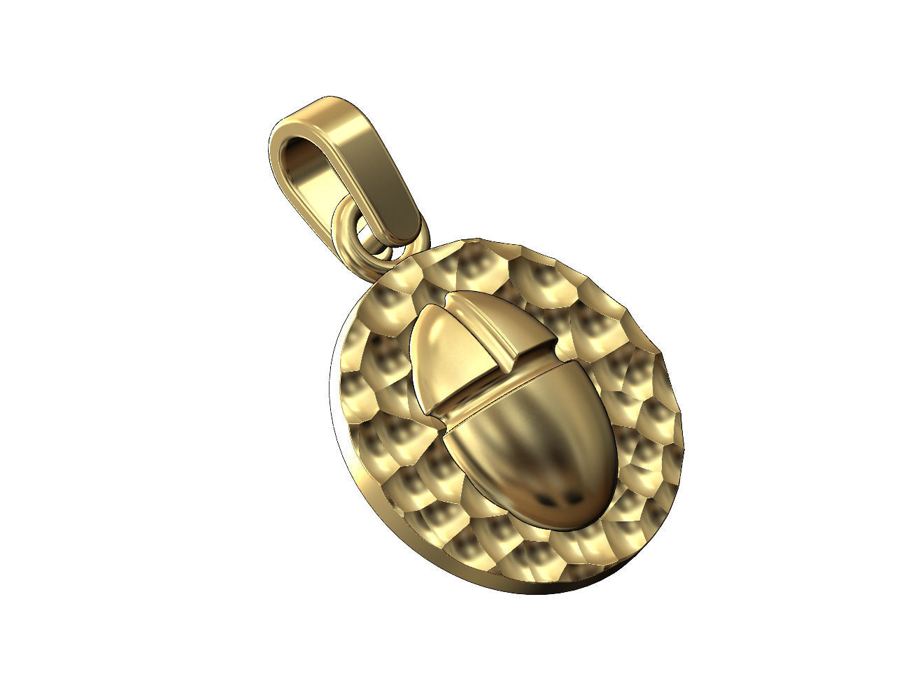 Hammered scarab beelte pendant with bail 3D print model_2