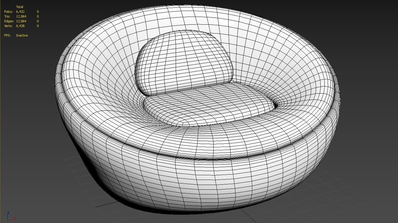 BeanBag Chair  02 Low-poly 3D model_9