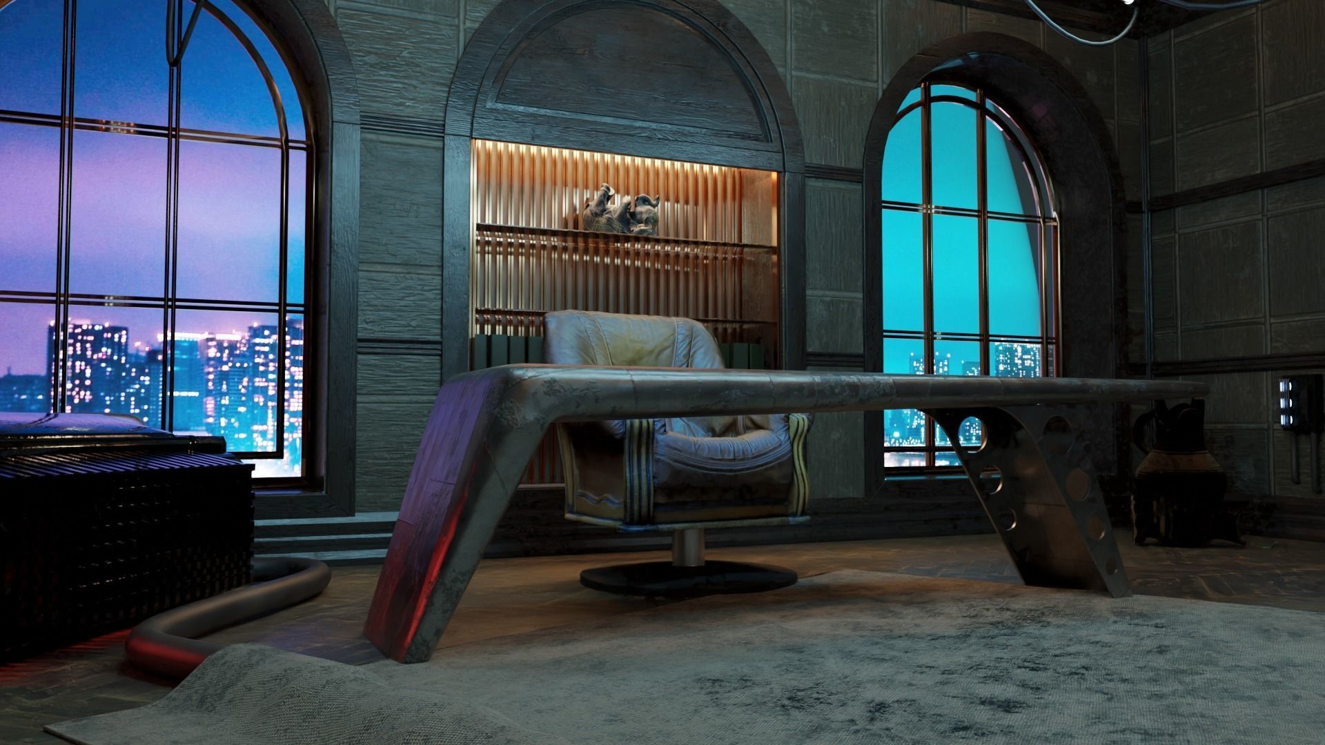 Retro Cyberpunk Apartment Scene v11 3D model_1