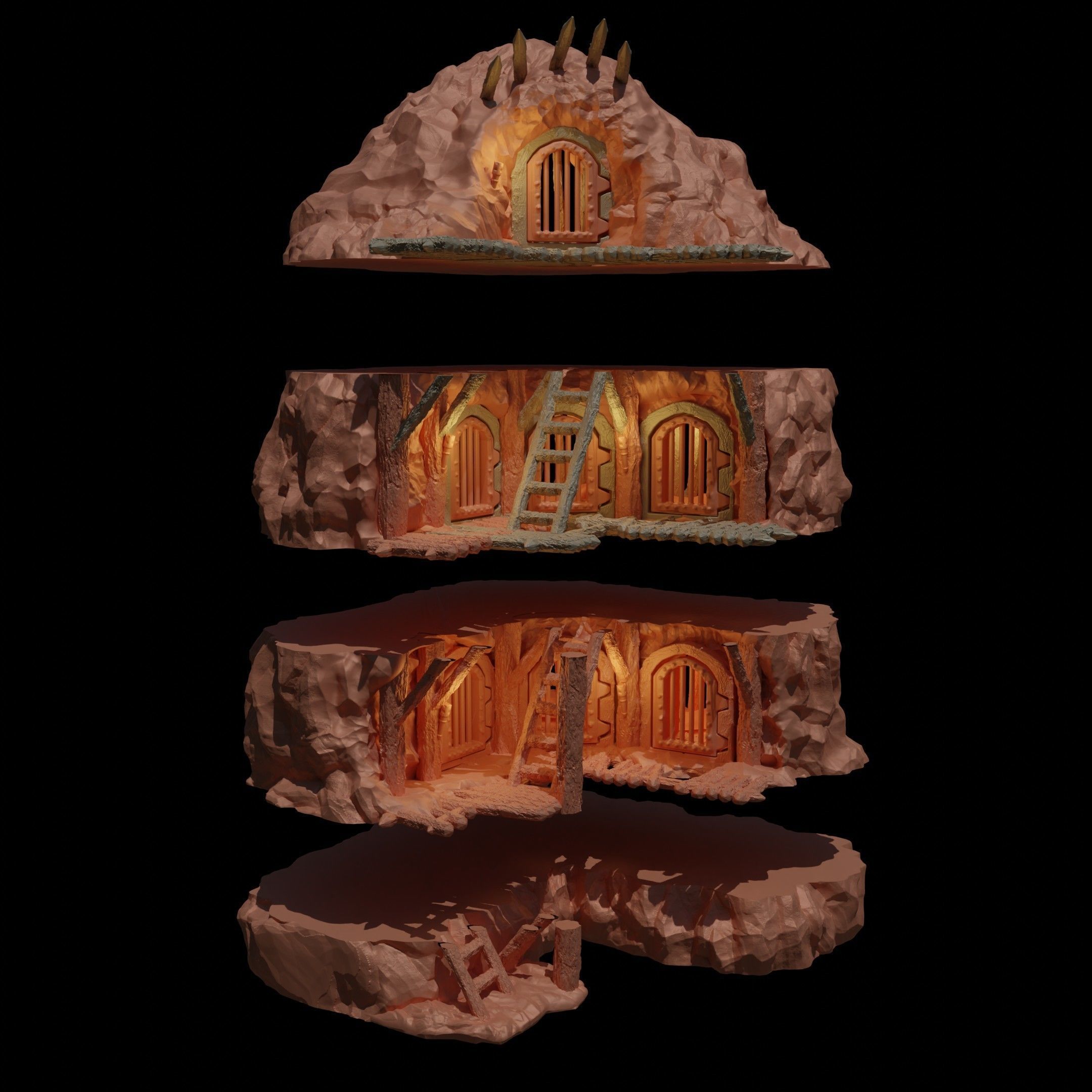 Old Cliff Prison Tabletop Terrain 28 MM 3D print model_9