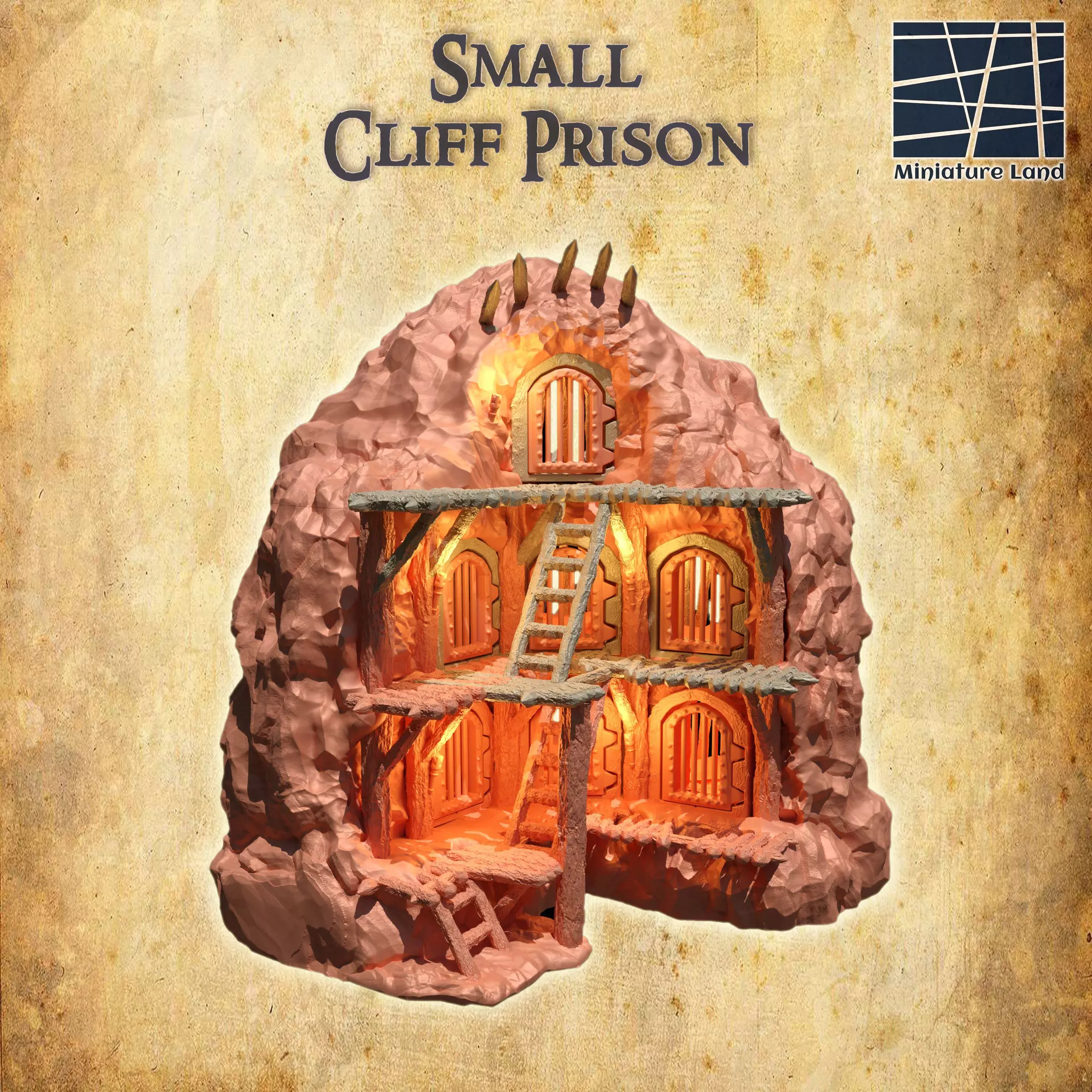 Old Cliff Prison Tabletop Terrain 28 MM 3D print model_0