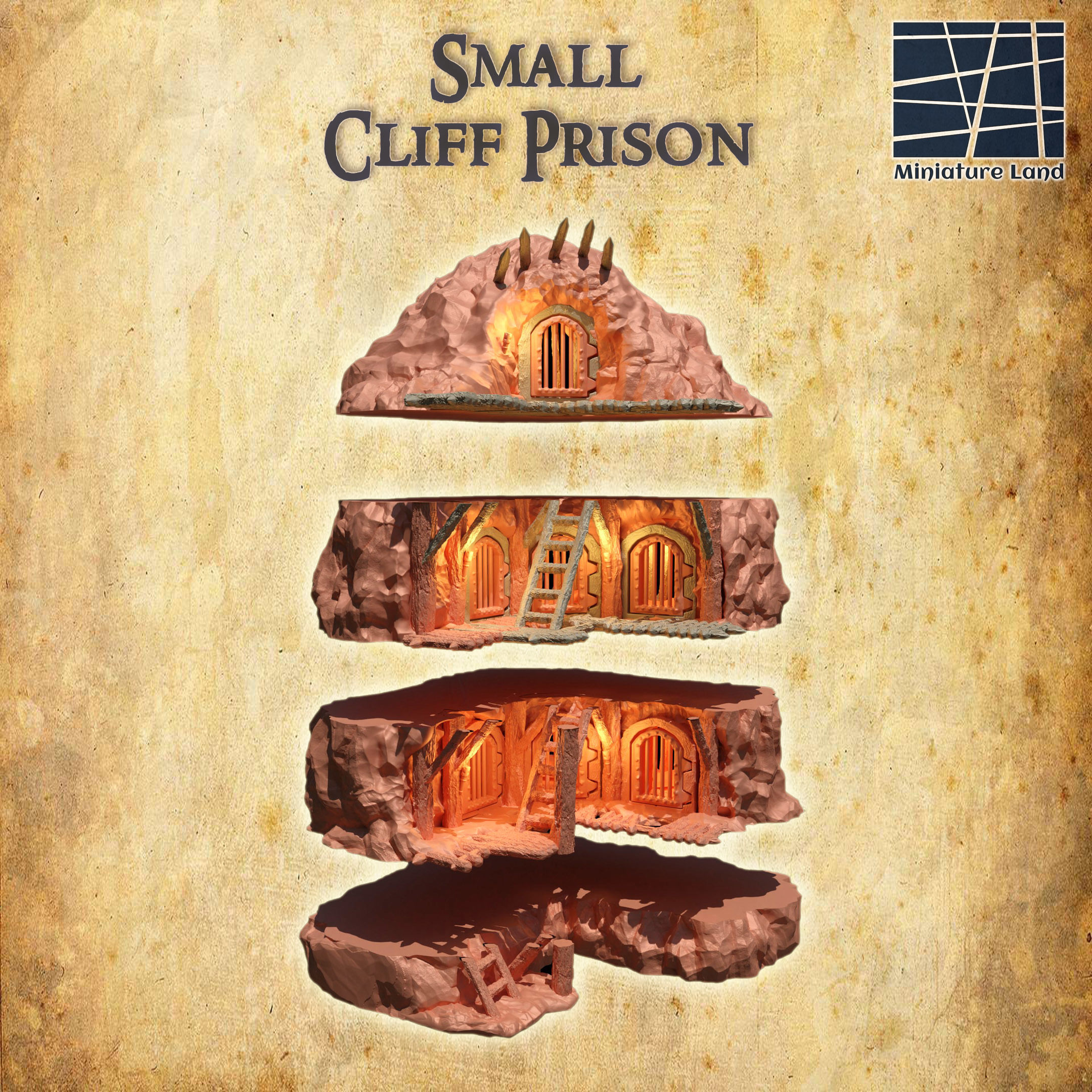 Old Cliff Prison Tabletop Terrain 28 MM 3D print model_8