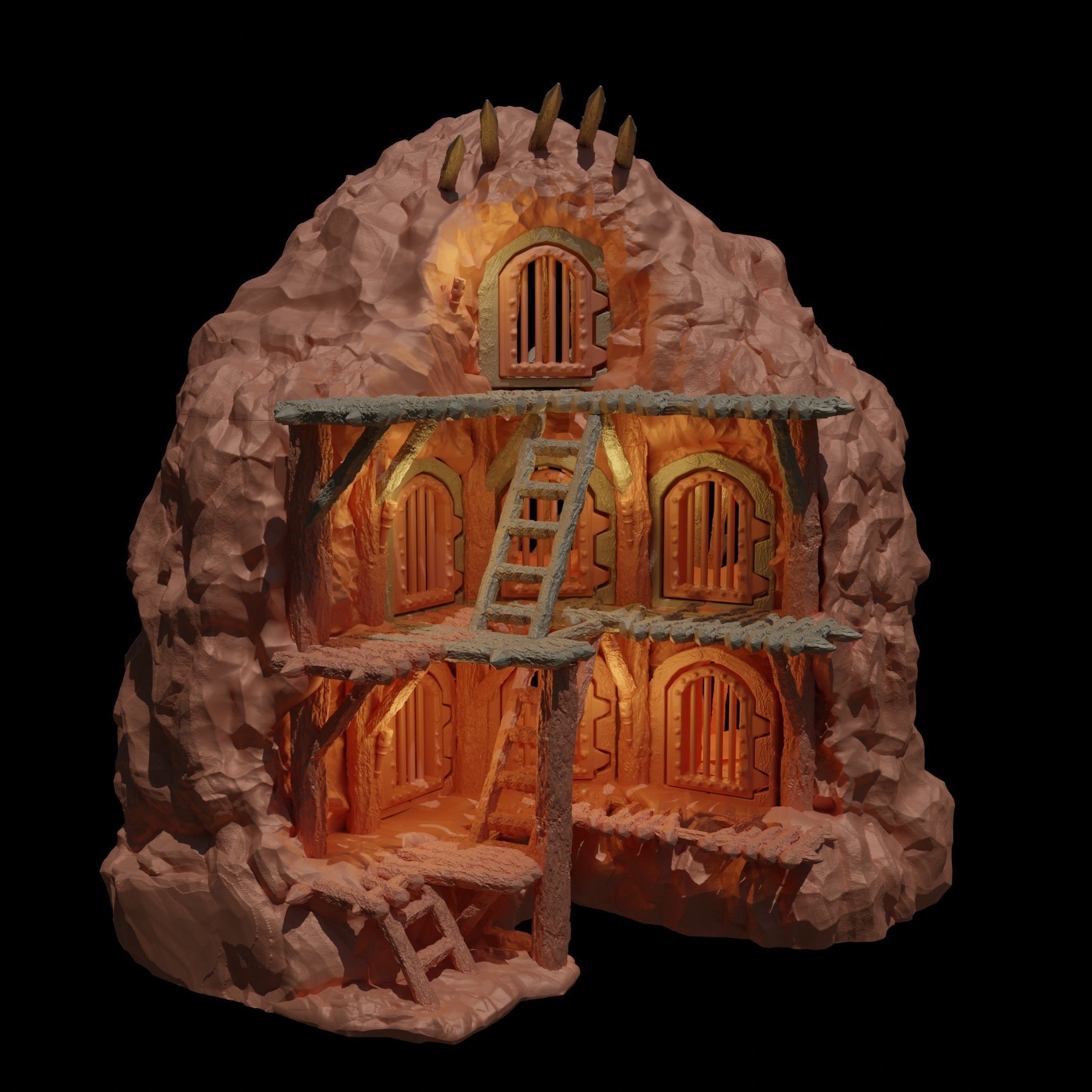 Old Cliff Prison Tabletop Terrain 28 MM 3D print model_1