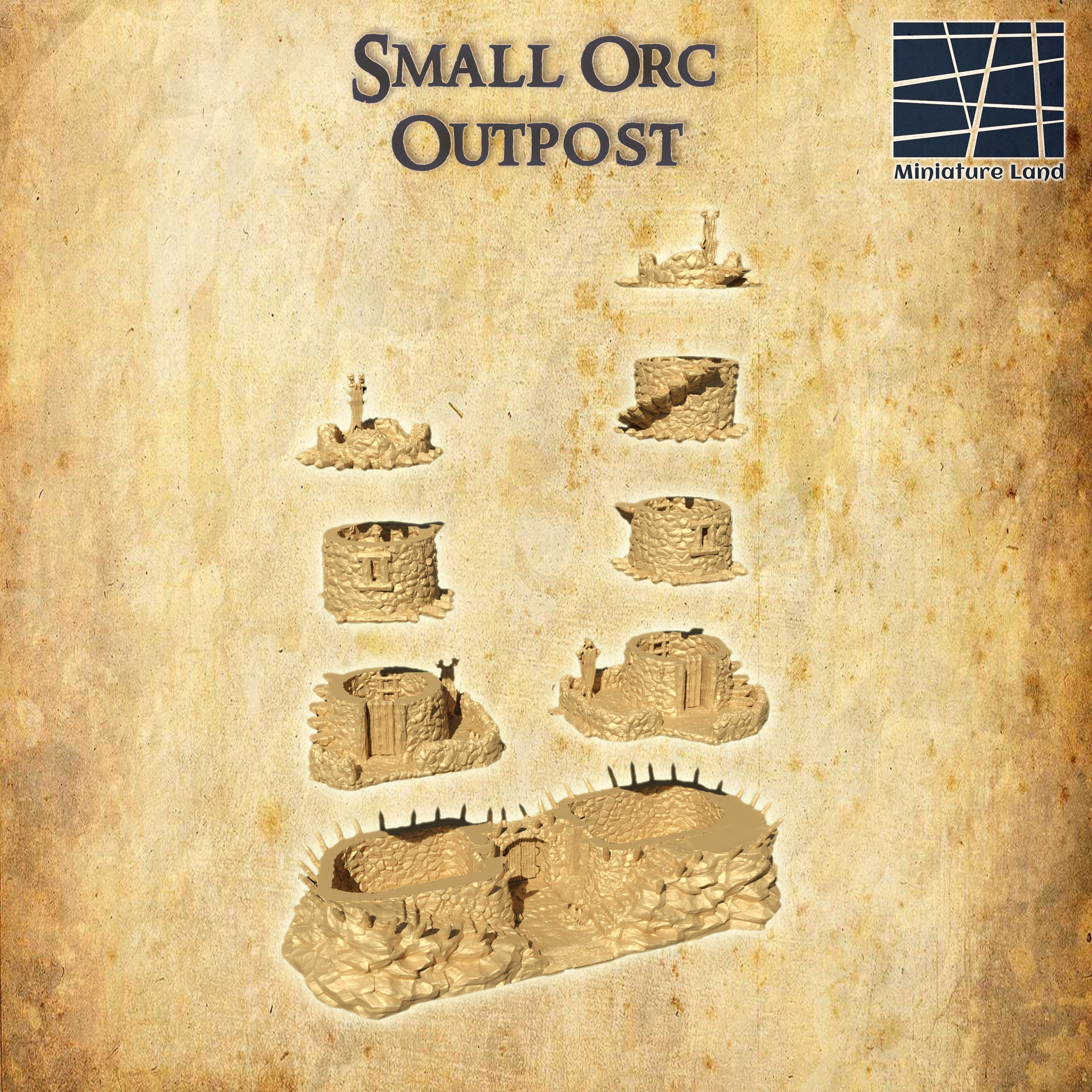 Small Orc Outpost Tabletop Terrain 28 MM 3D print model_4