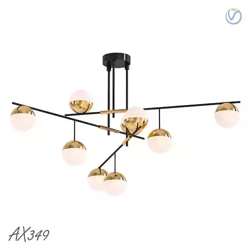 AX349 chandelier with brass and glass balls